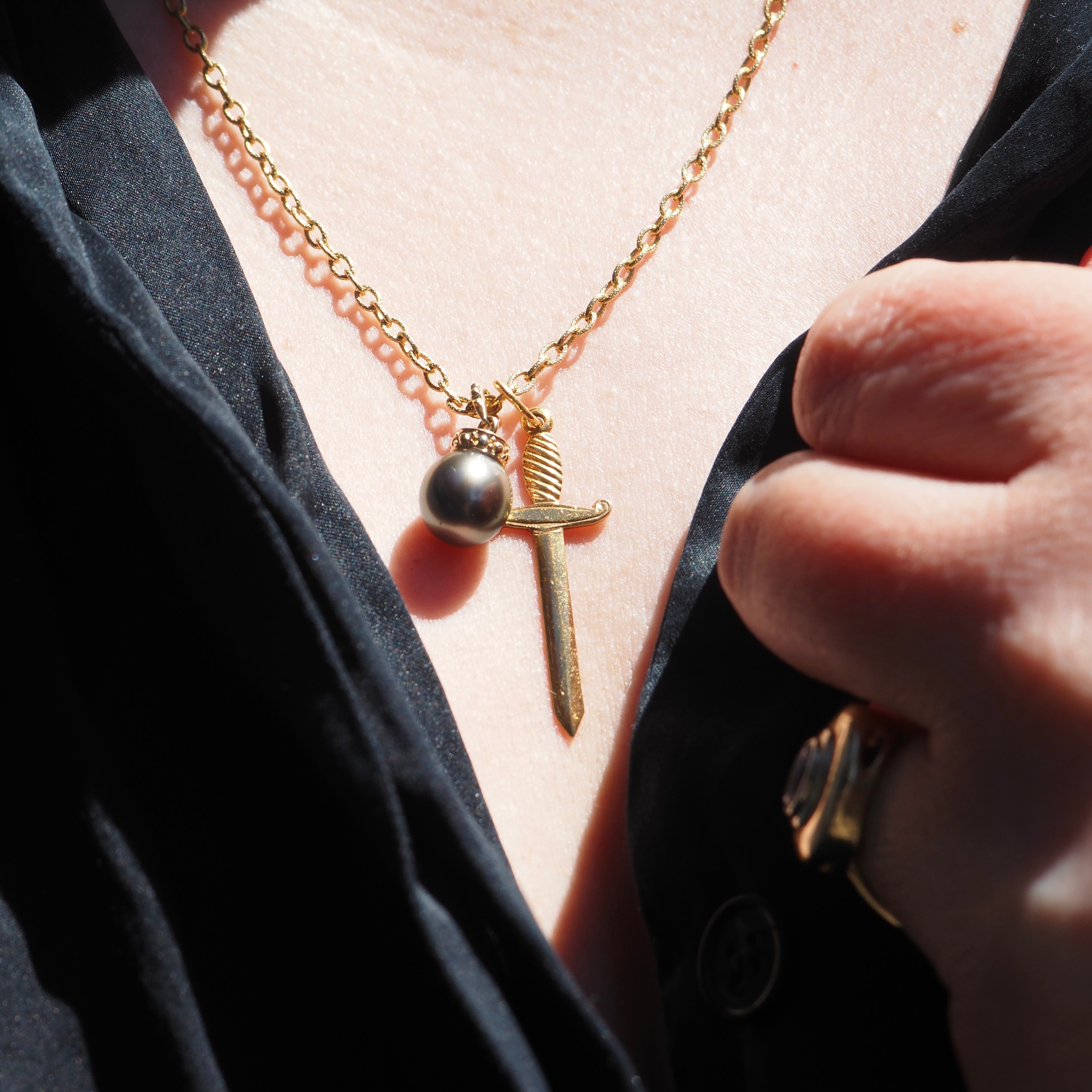 Vintage 14k Gold Tahitian Pearl Pendant