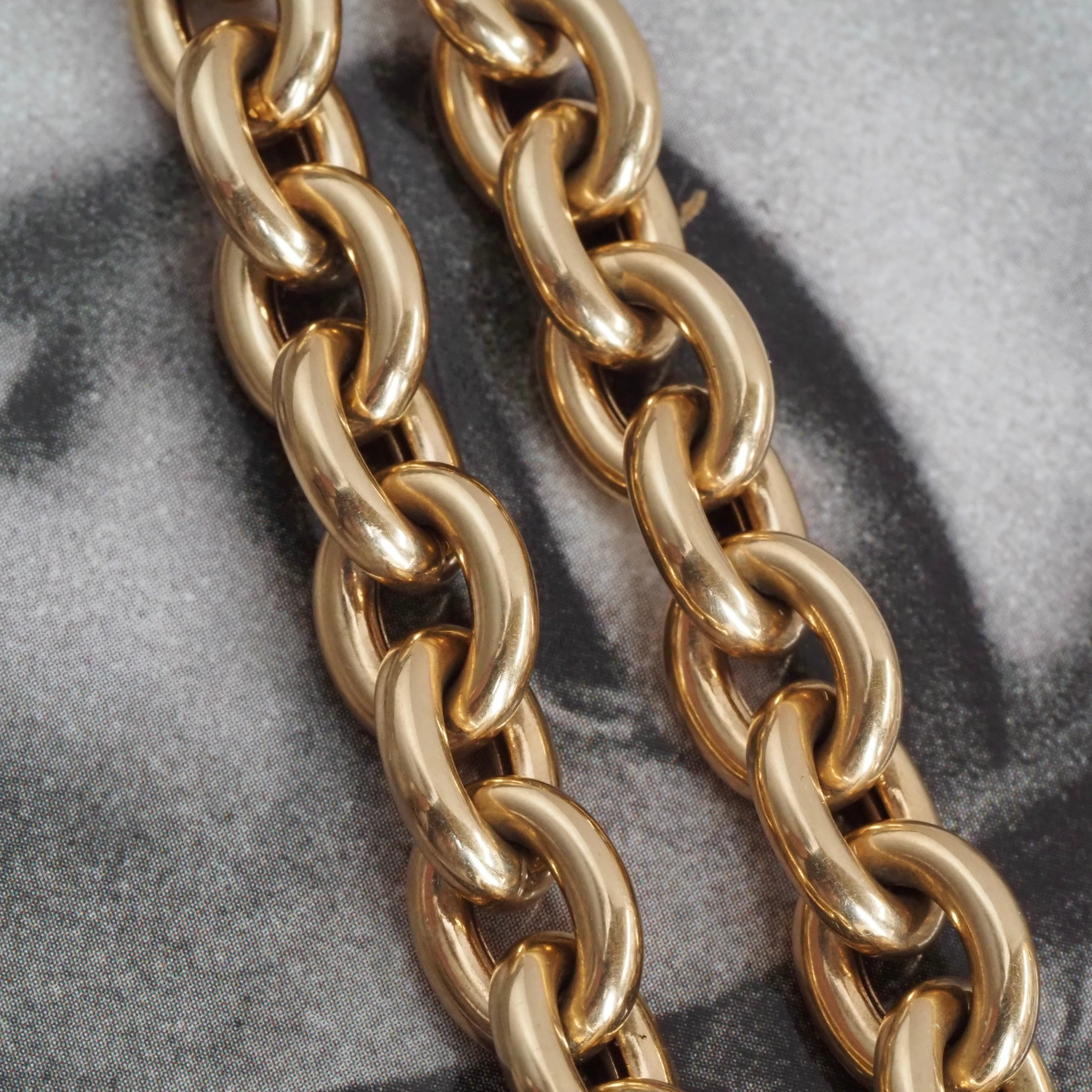 Vintage Italian Oval Link Bolt Clasp 14k Gold Bracelet