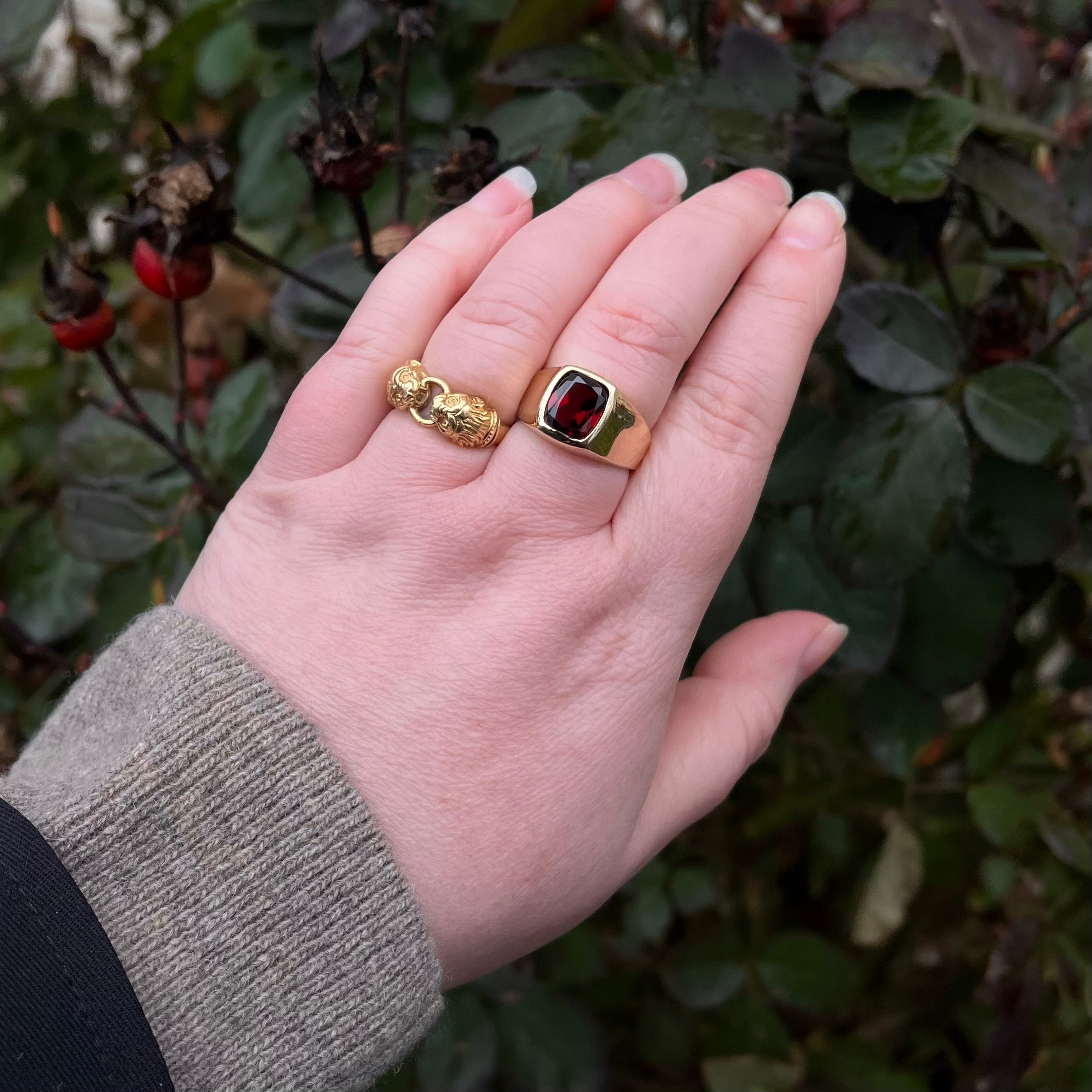 Vintage Garnet 14k Gold Signet Ring