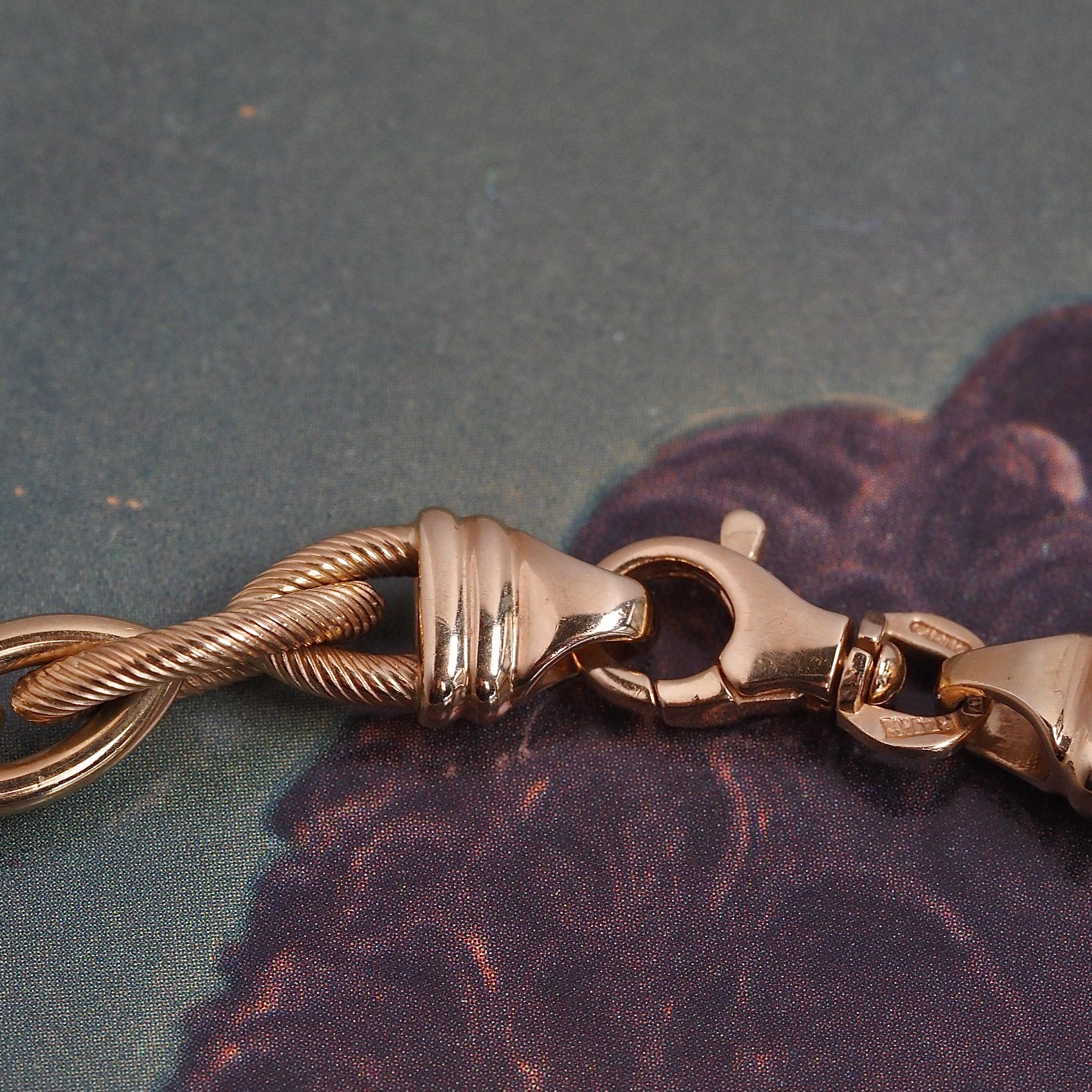 Vintage Italian Textured Link 14k Gold Chain Necklace