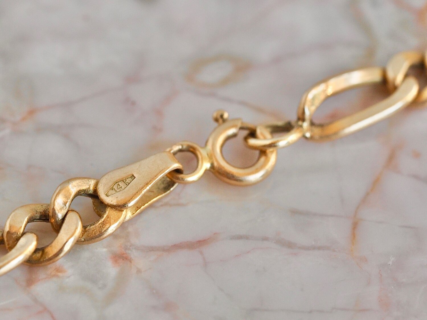 Vintage 14k Gold Italian Figaro 7.5" Bracelet