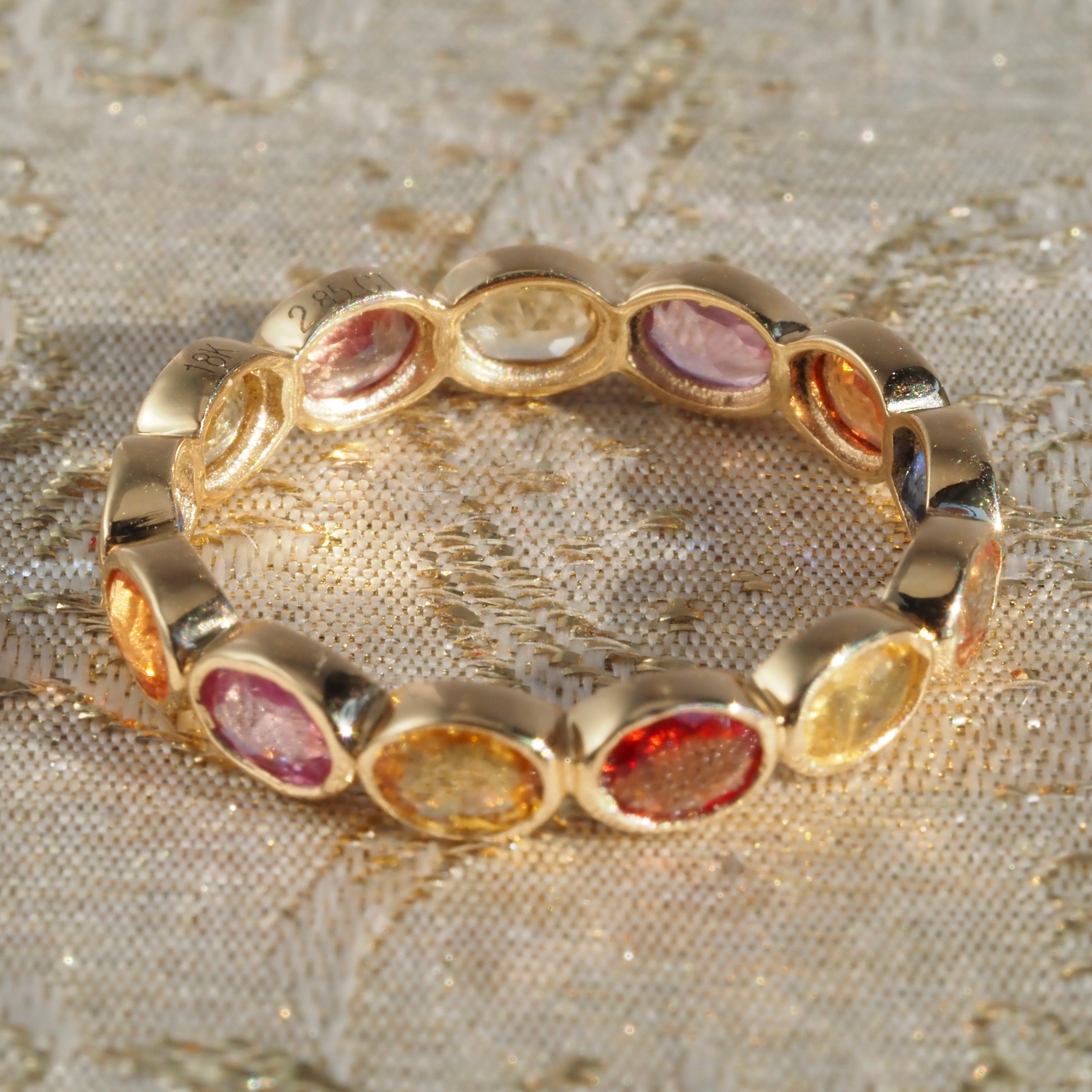 Multicolor Sapphire 18k Gold Eternity Ring