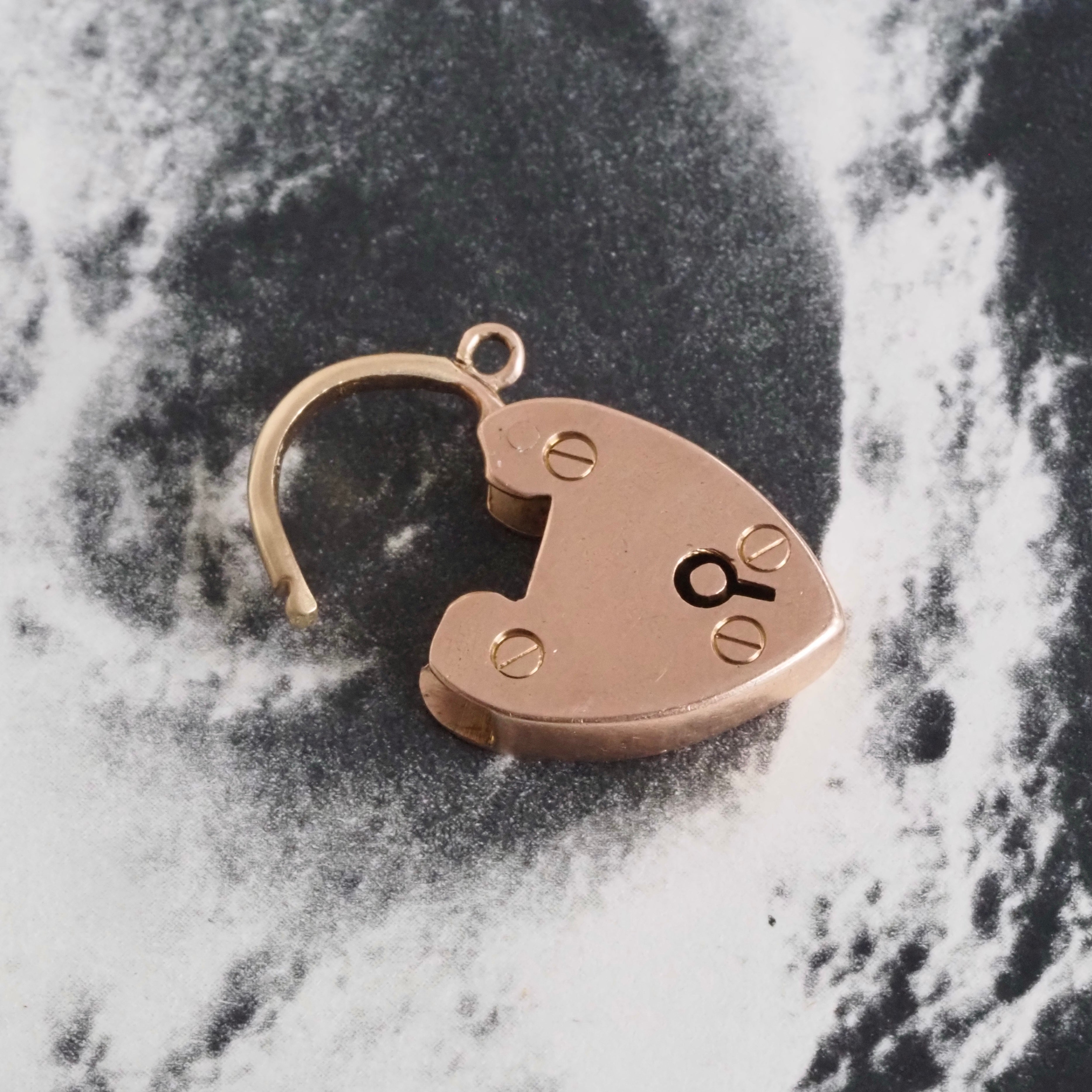 Vintage English 9k Gold Heart Padlock Pendant from London