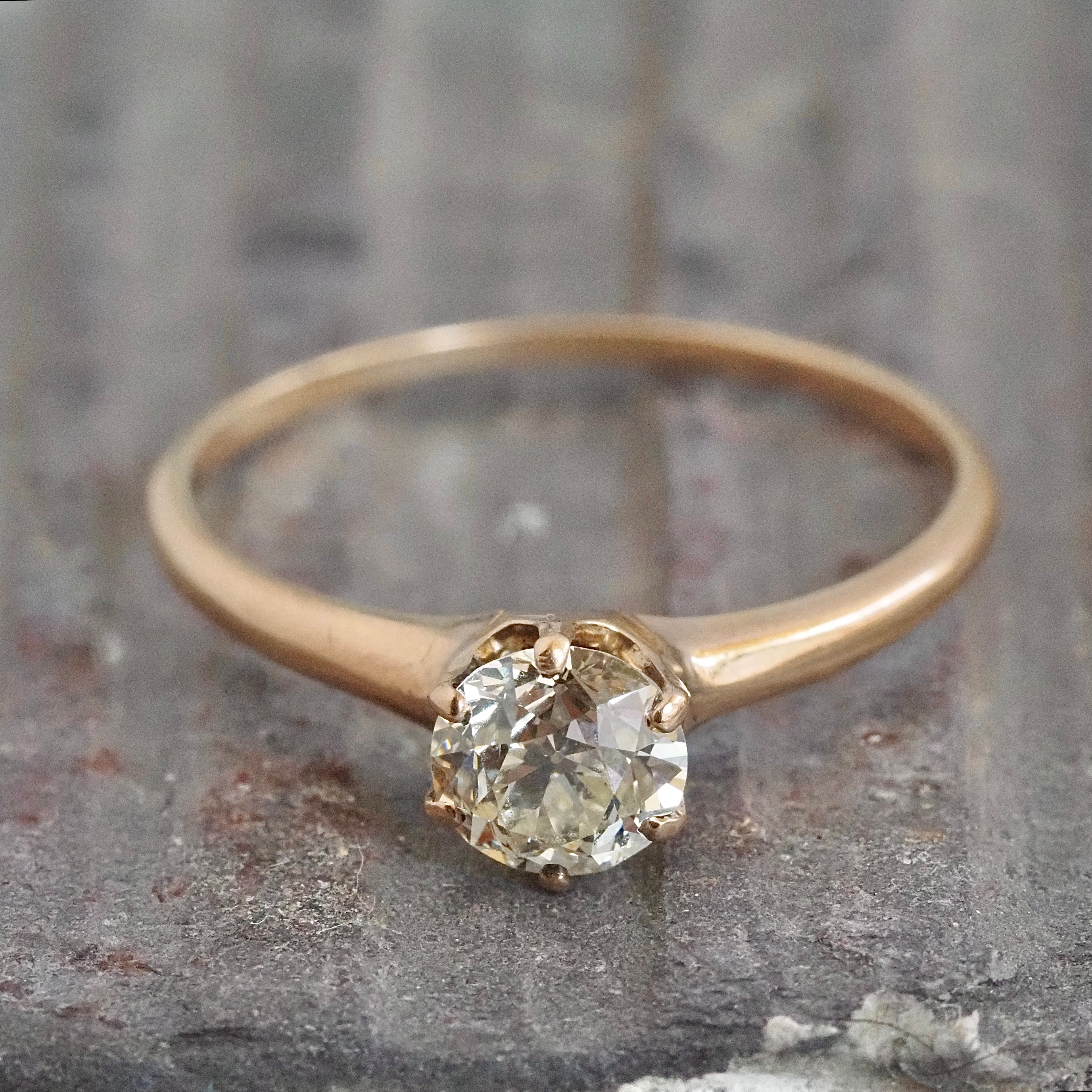 Vintage Old European Cut Diamond 14k Gold Engagement Ring