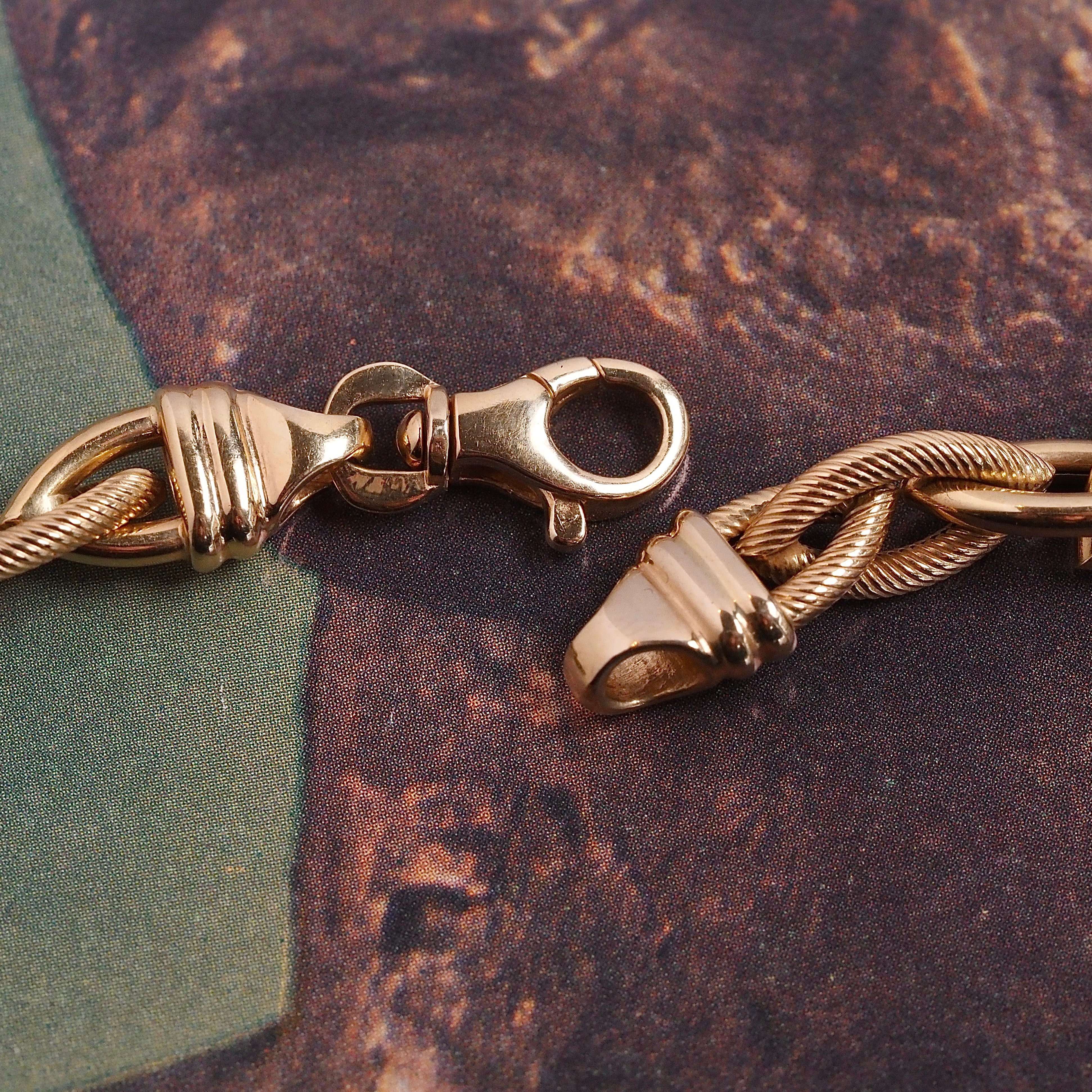 Vintage Italian Textured Link 14k Gold Chain Necklace