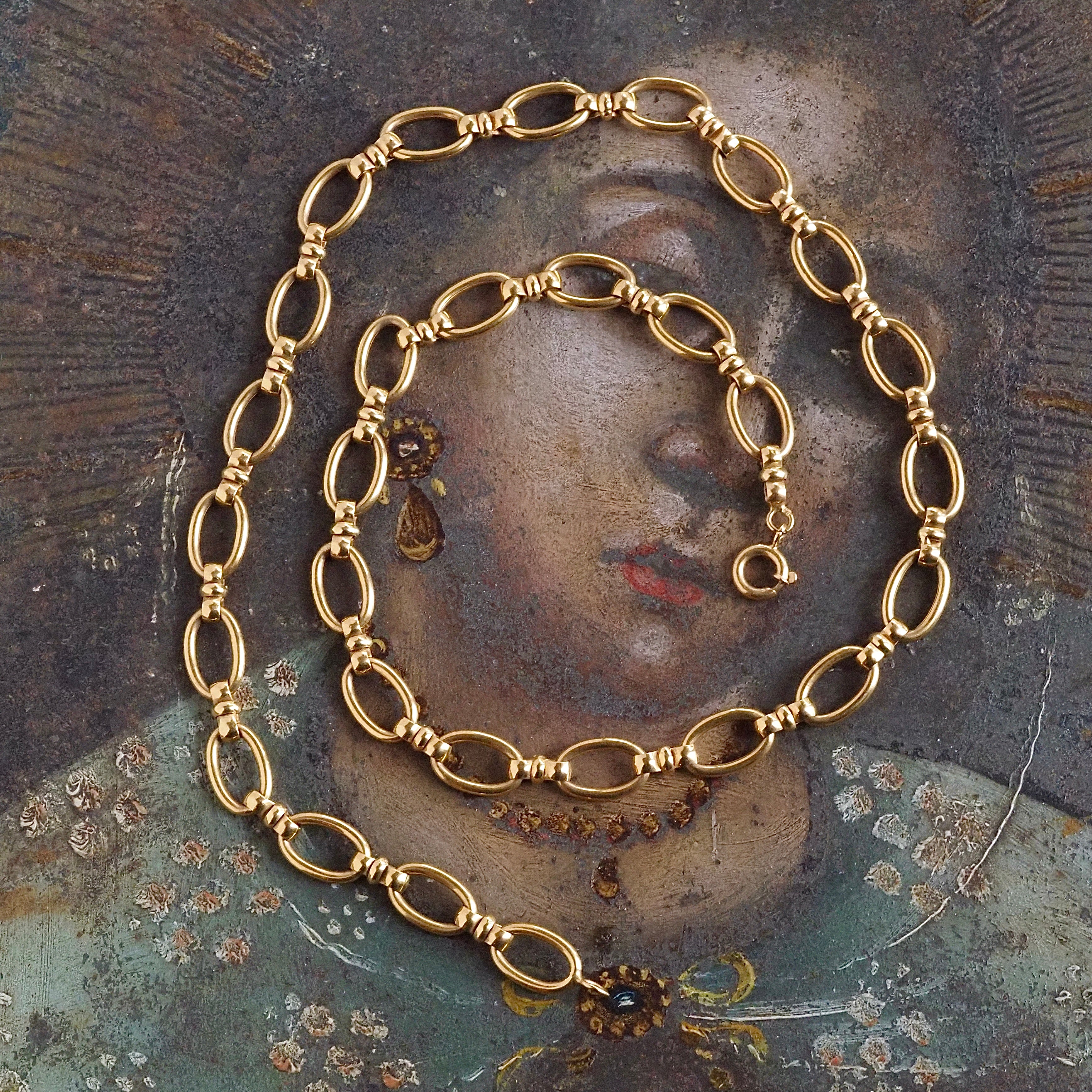 Vintage Portuguese 19k Gold Chunky Link Necklace