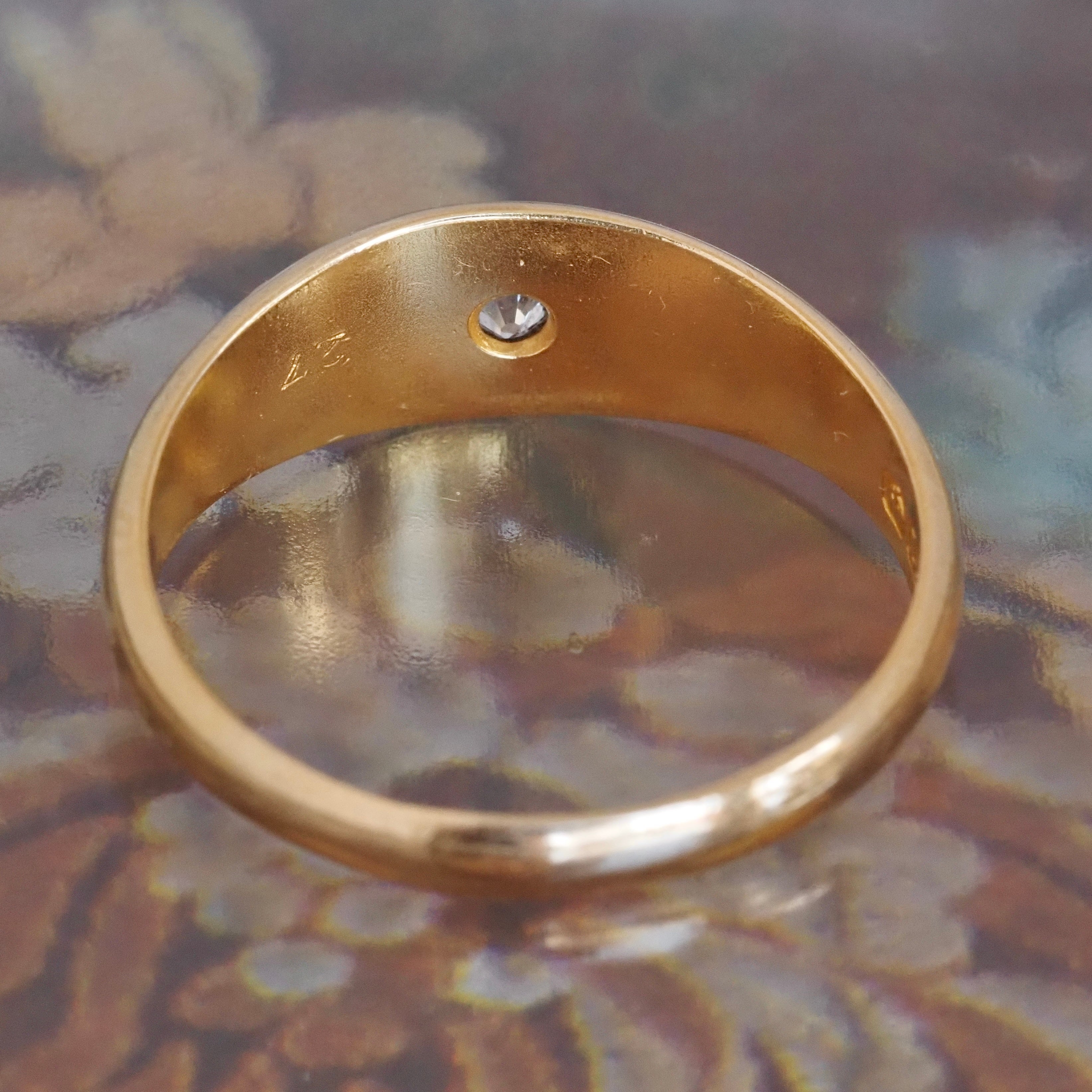 Antique English c. 1911-1912 Starburst Set Old Mine Cut Diamond 18k Gold Ring