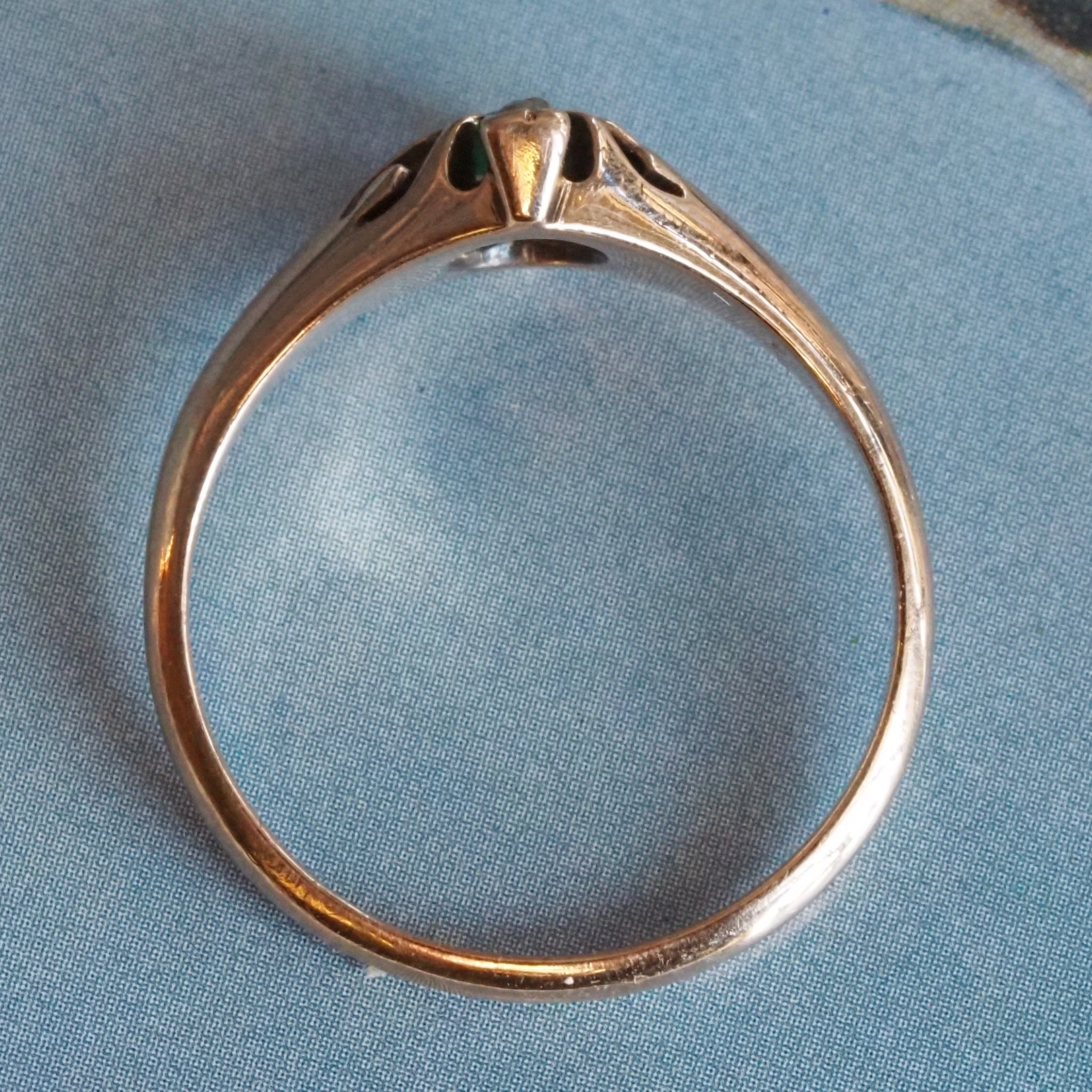 Antique Green Garnet Doublet and Diamond 10k Gold Ring