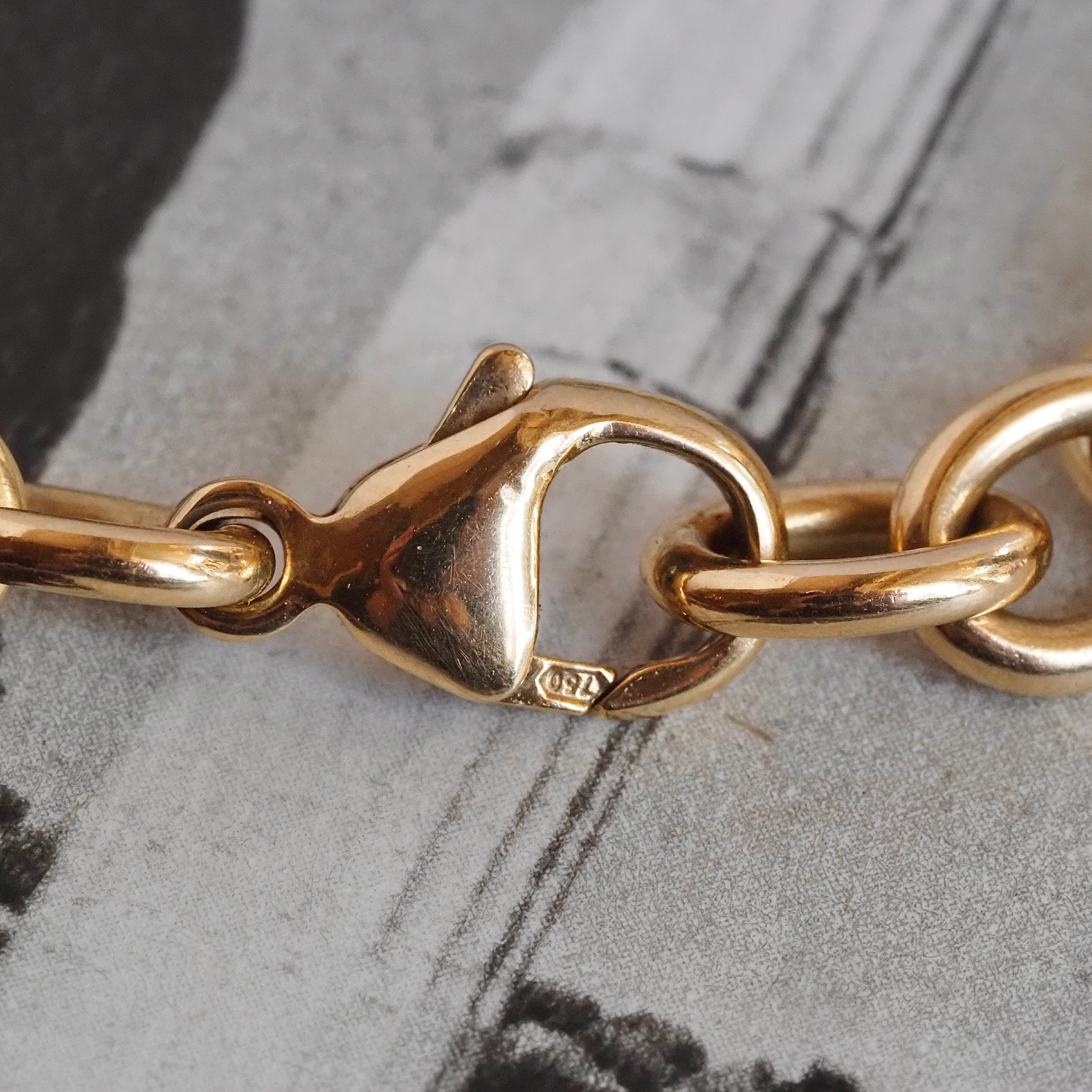 Vintage 18k Gold Solid Oval Link Chain Bracelet