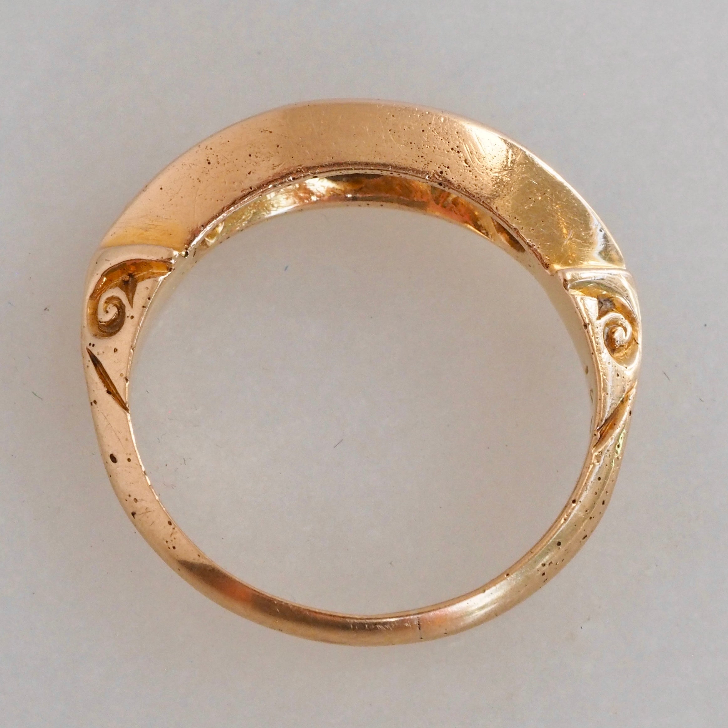 Antique Edwardian 18k Gold Sapphire and Old Mine Cut Diamond Five Stone Boat Ring