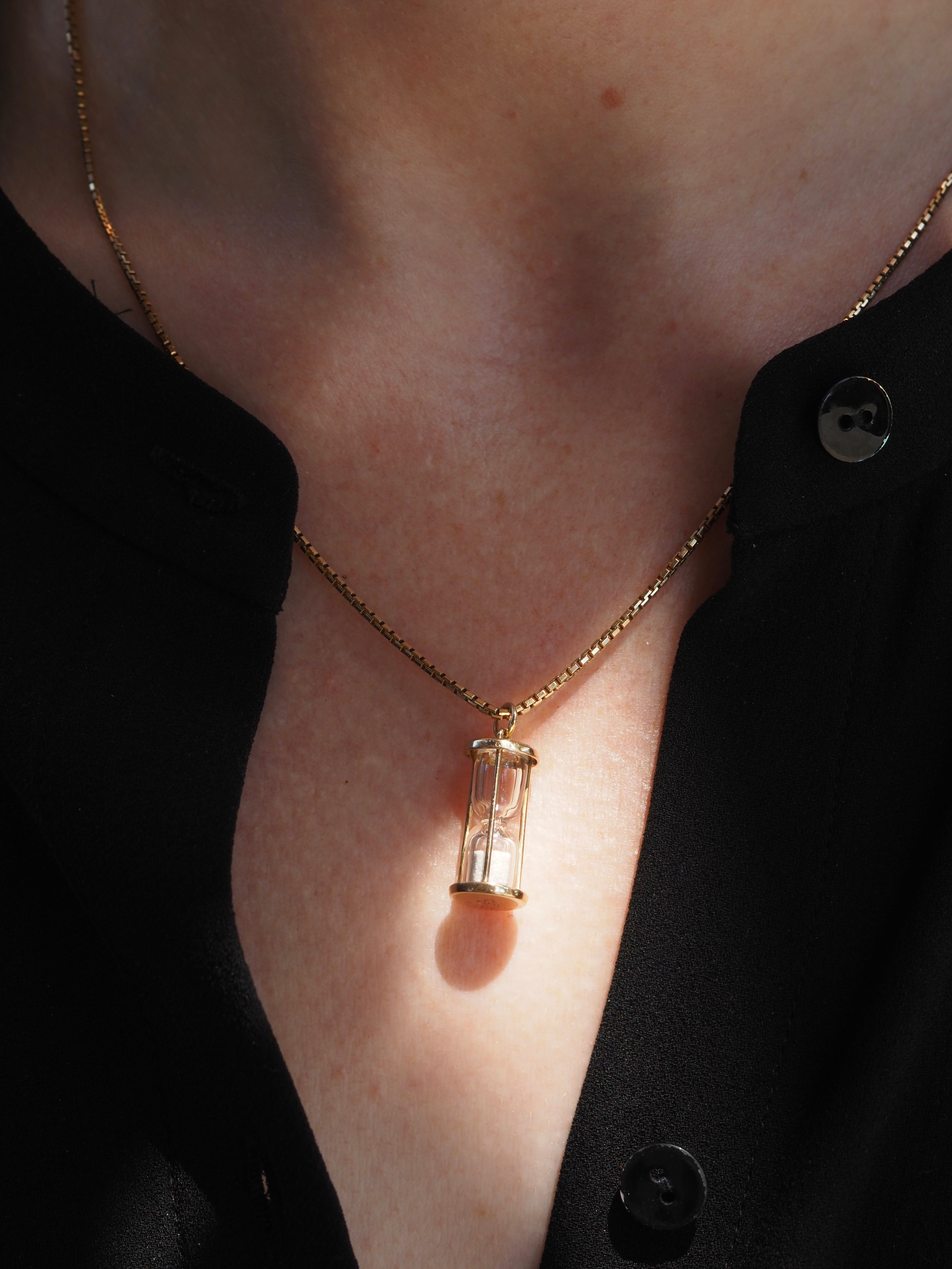 Vintage 14k Gold Diamond Dust Hourglass Charm