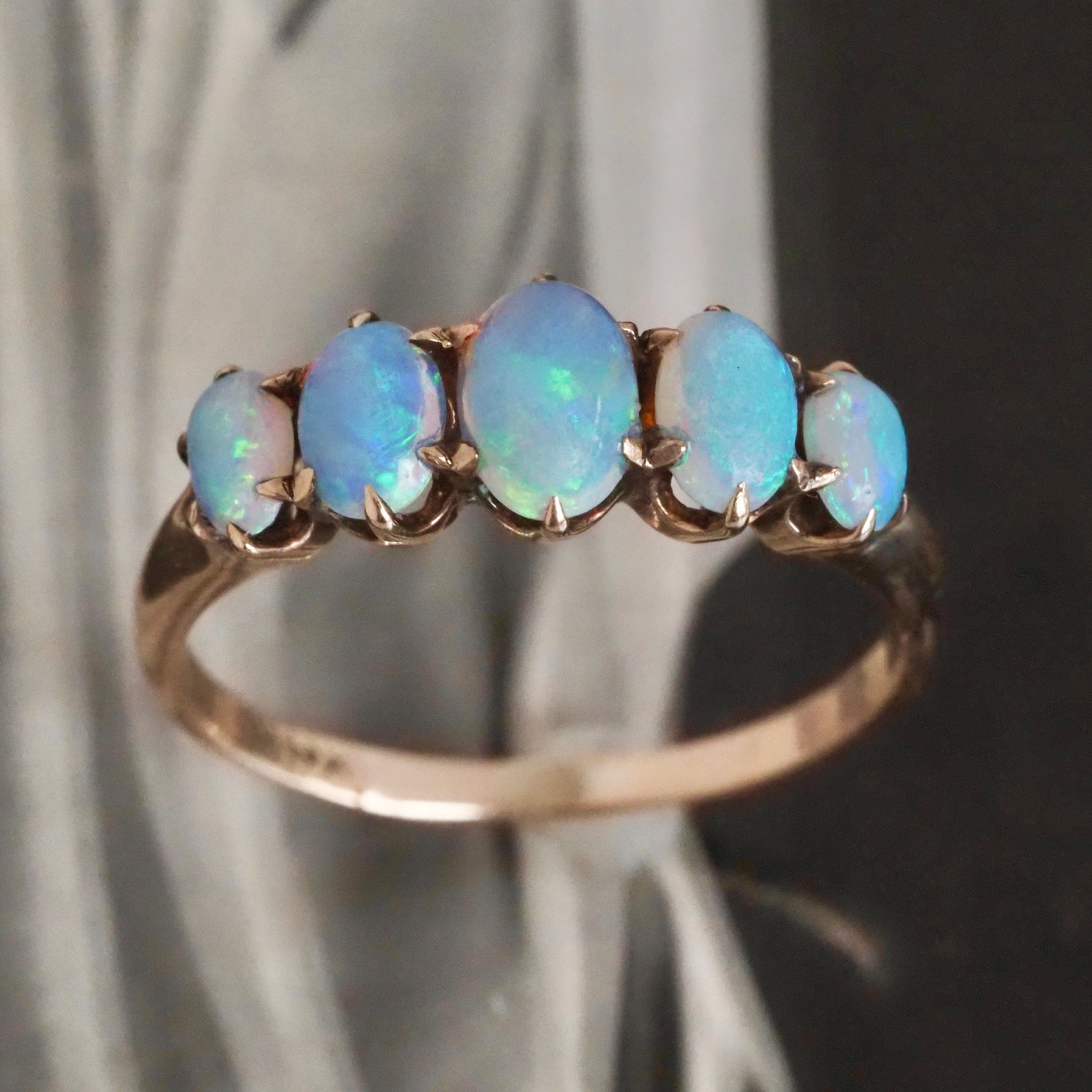 Antique Victorian Opal Five Stone 10k Gold Ring