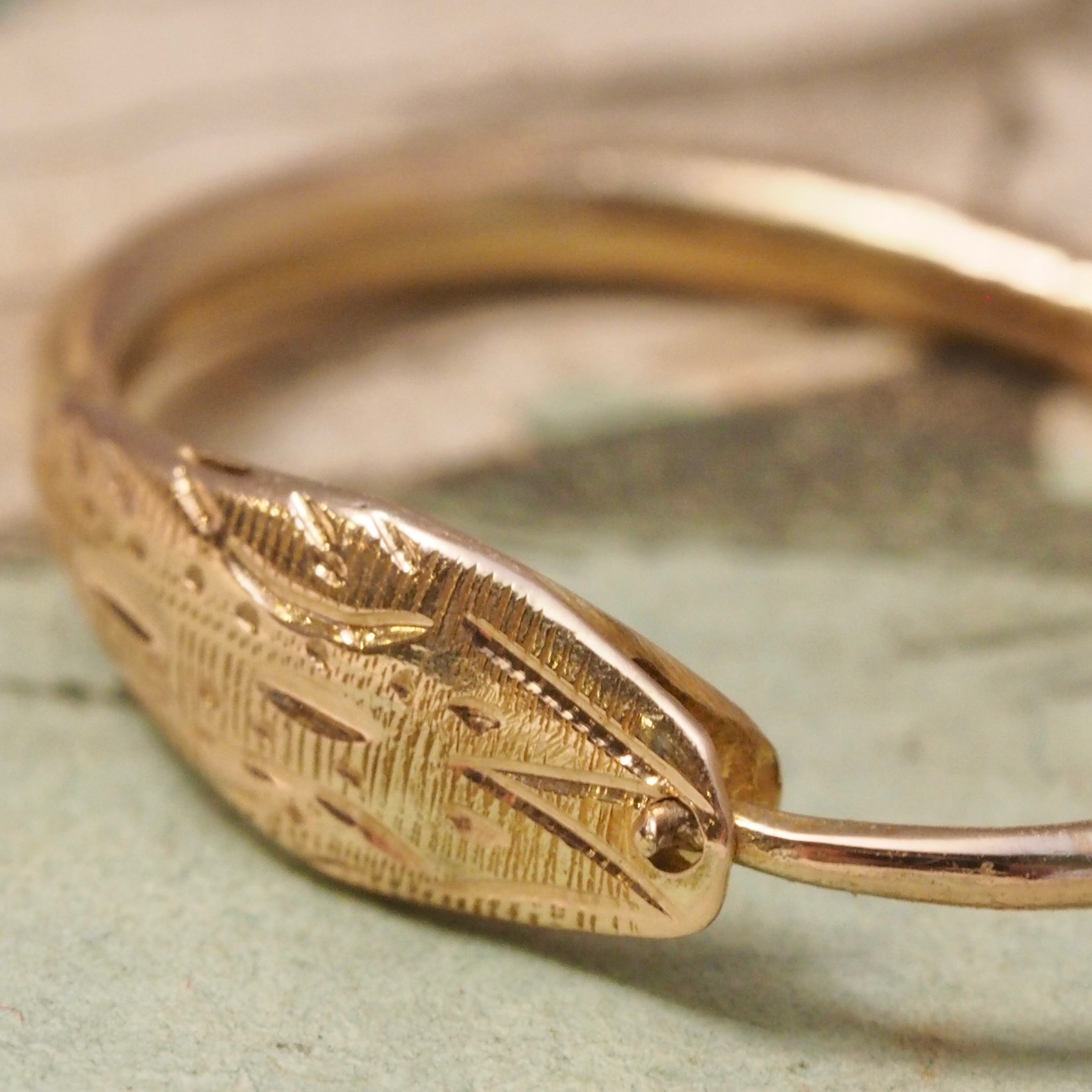 Vintage 14k Gold Ouroboros Hoops