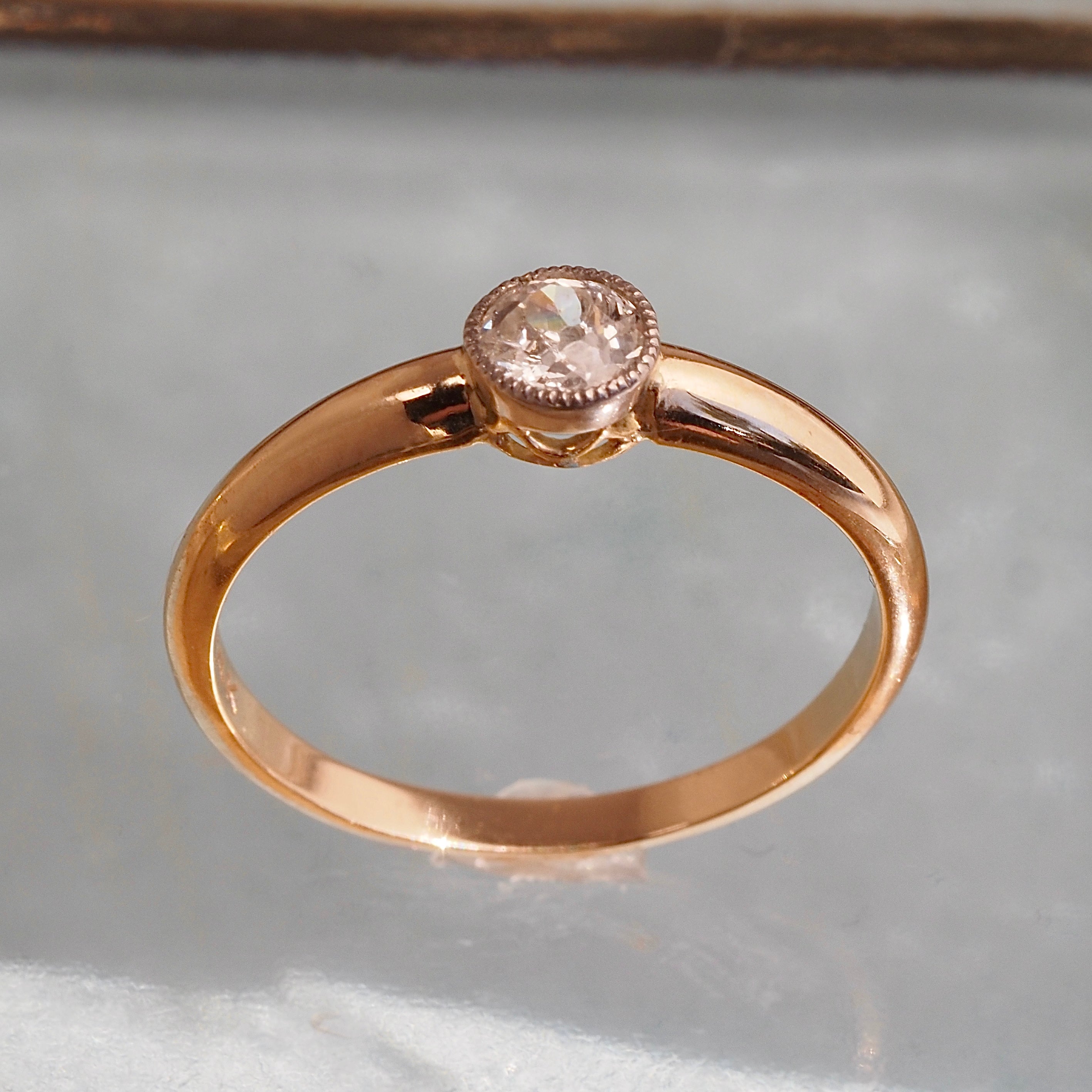 Vintage Old European Diamond 14k Gold Platinum Ring