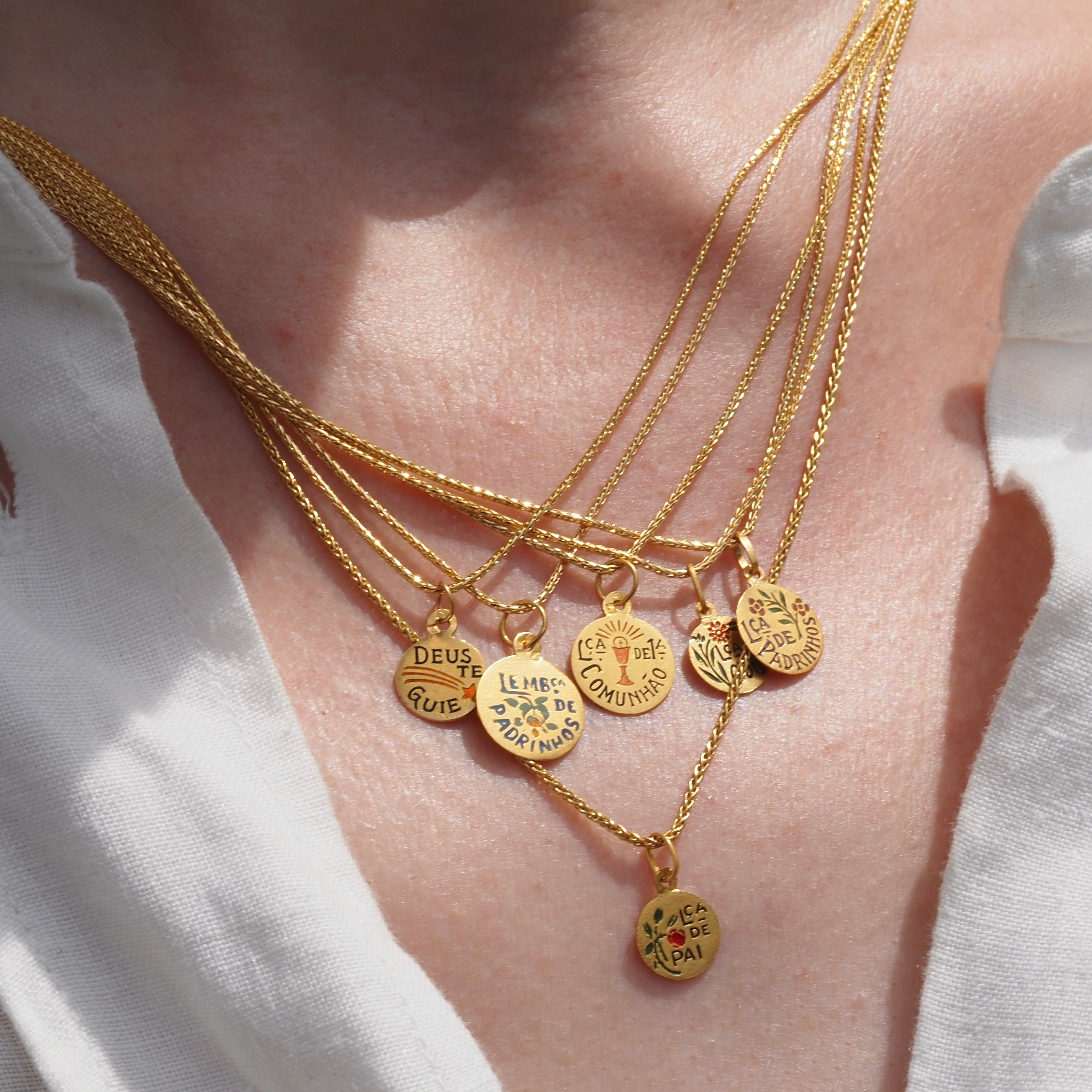 Antique Portuguese 19k Gold Enamel Charms