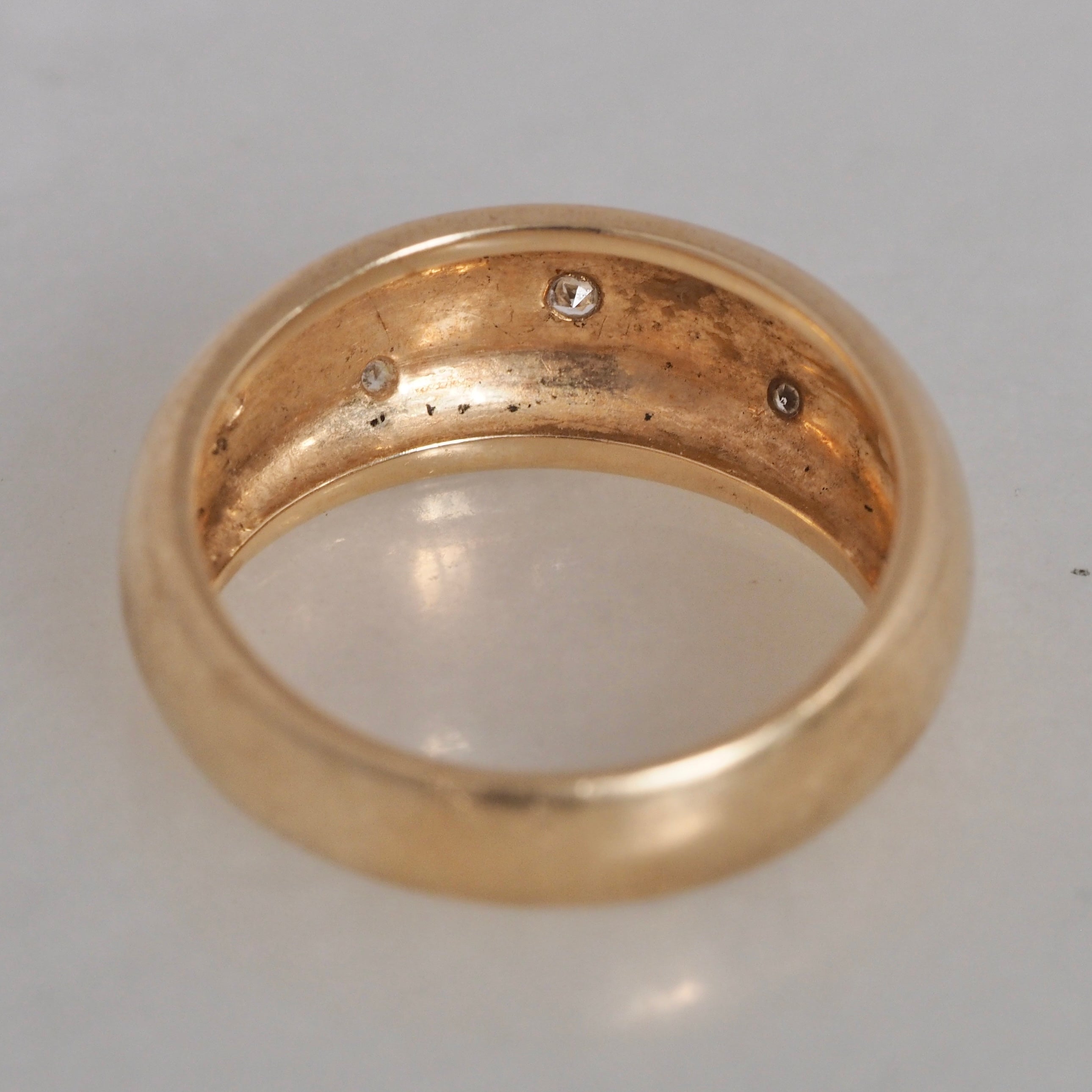 Midcentury Modern 14k Gold Diamond Starburst Dome Band