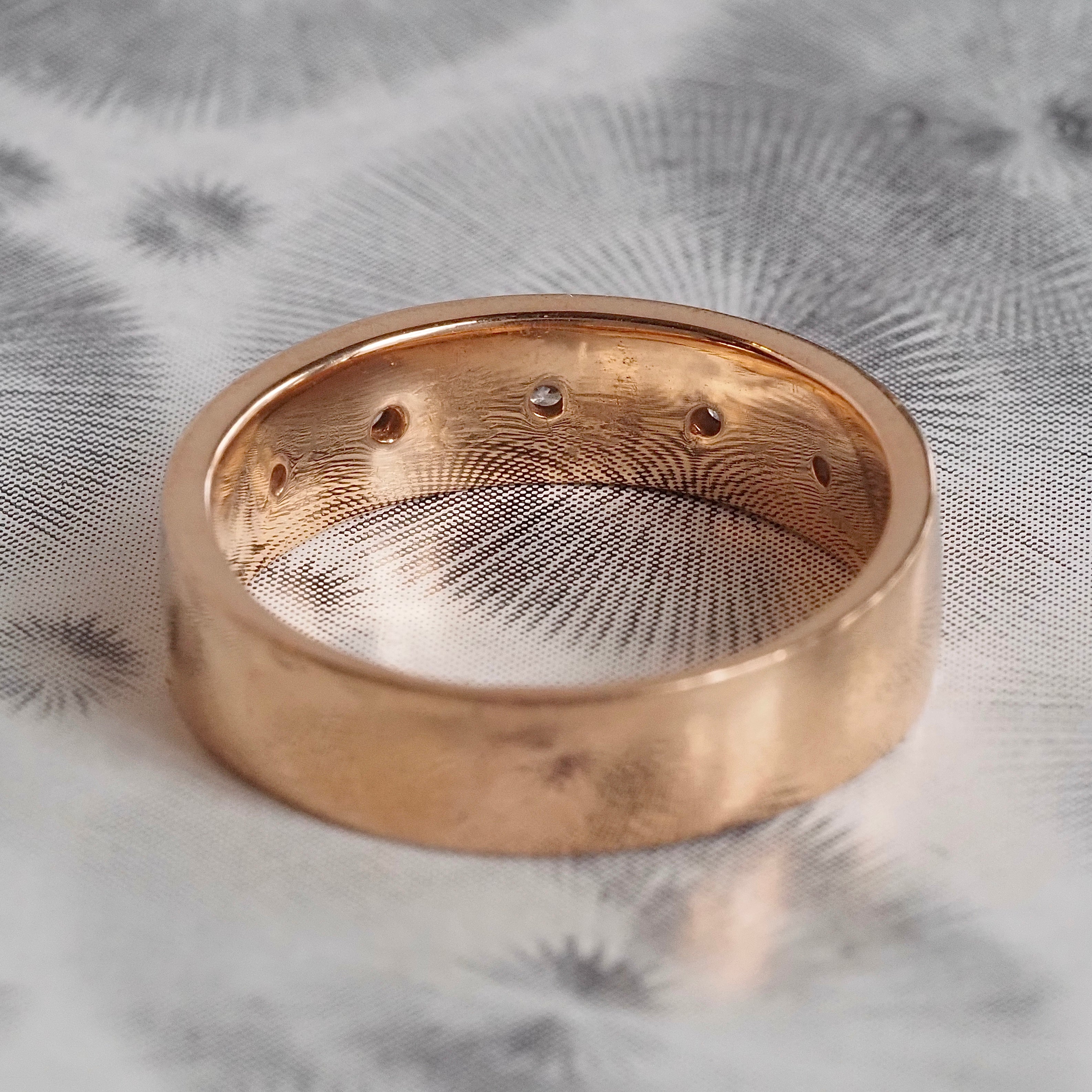 Vintage 14k Rose Gold Five Stone Starburst Band