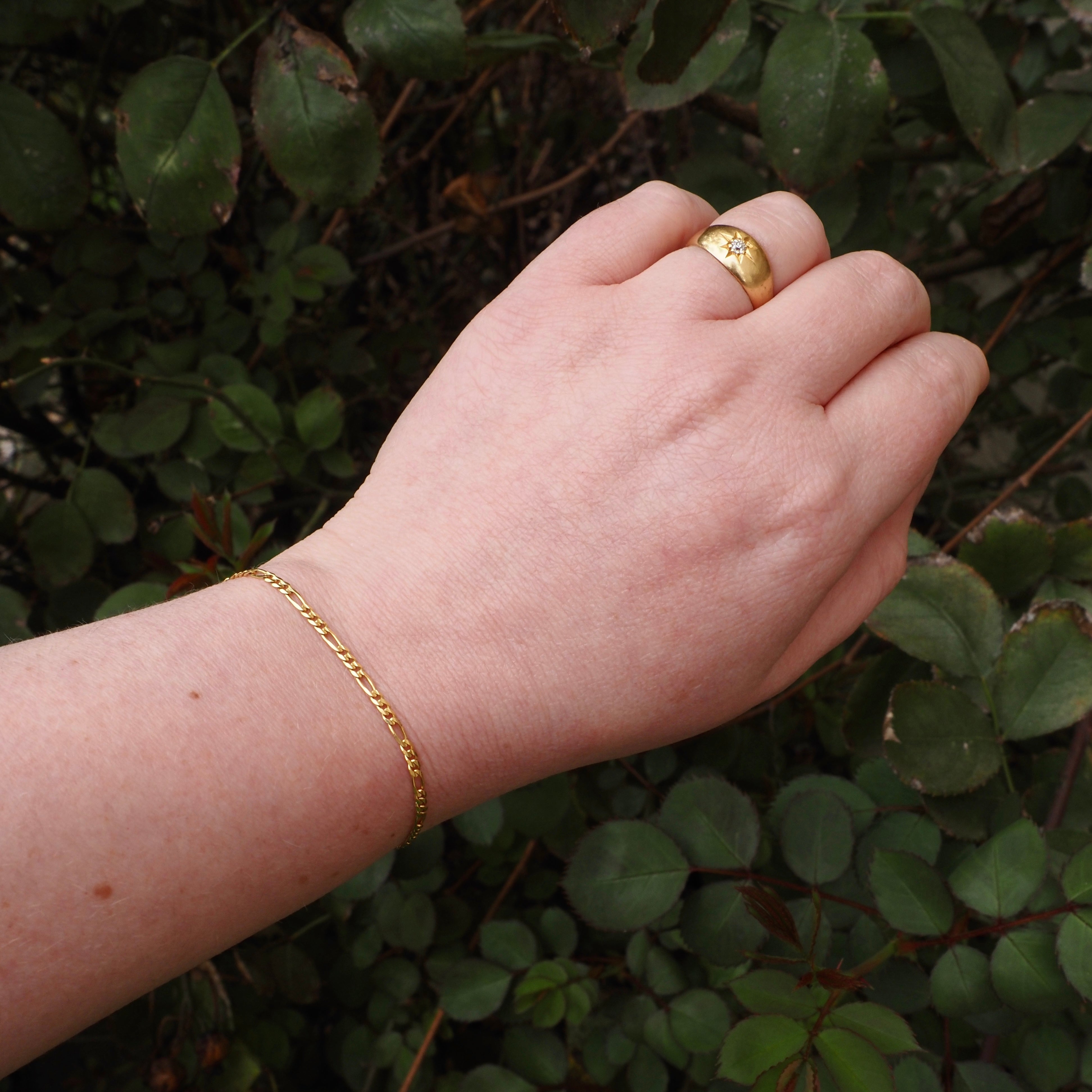 Vintage Italian 14k Gold Figaro Chain Bracelet