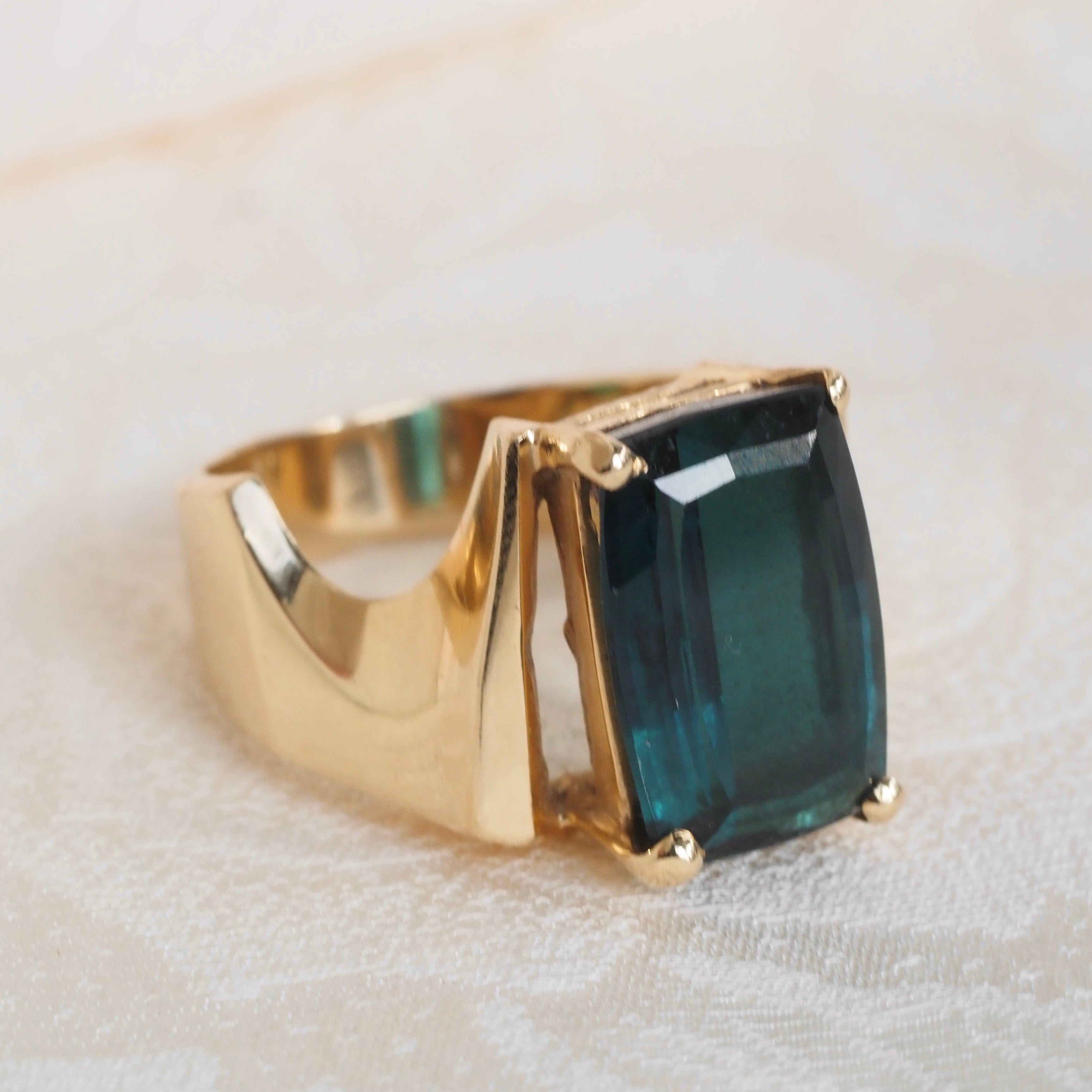 Vintage Indicolite Tourmaline 14k Gold Ring