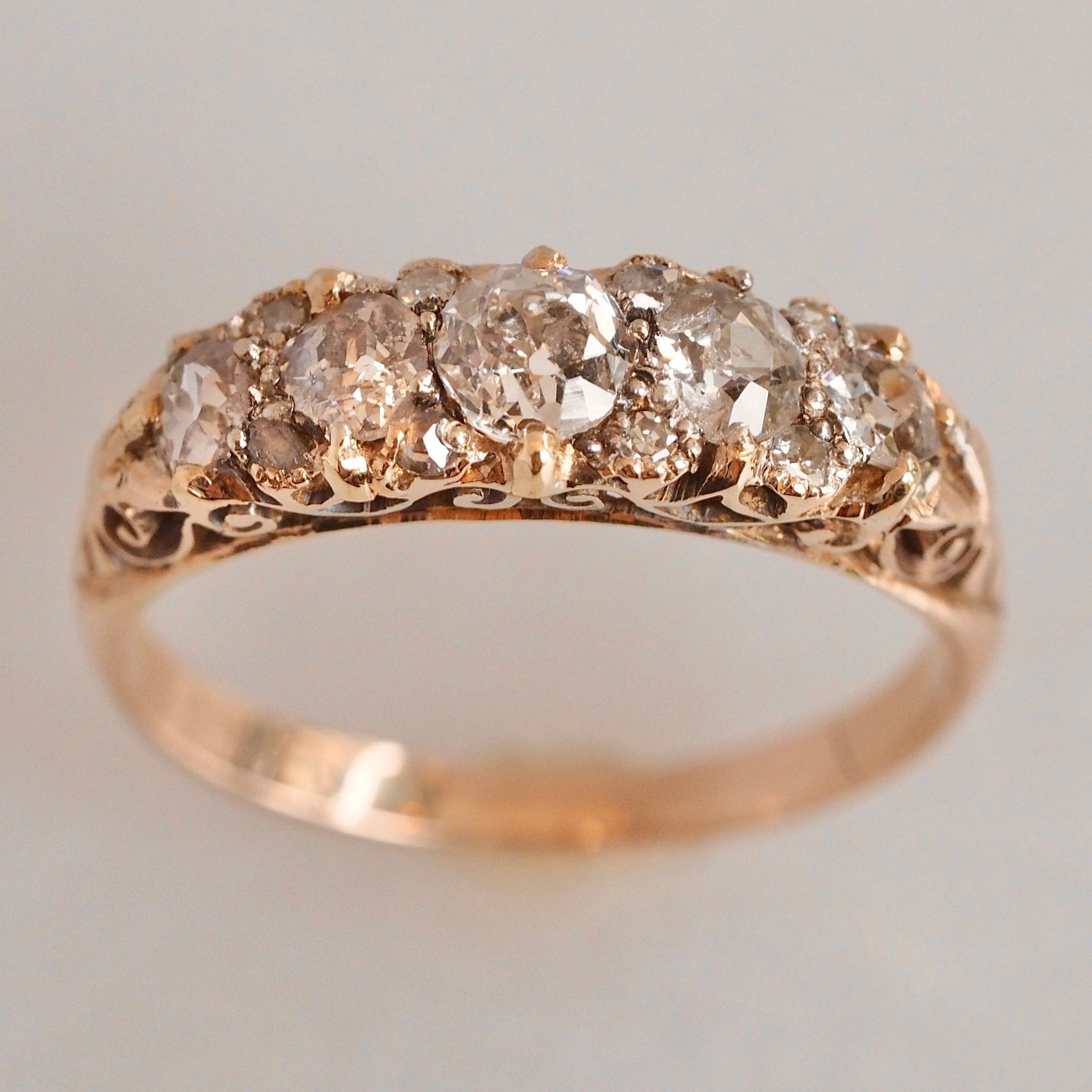 Antique Victorian 18k Gold Half Hoop Diamond Band