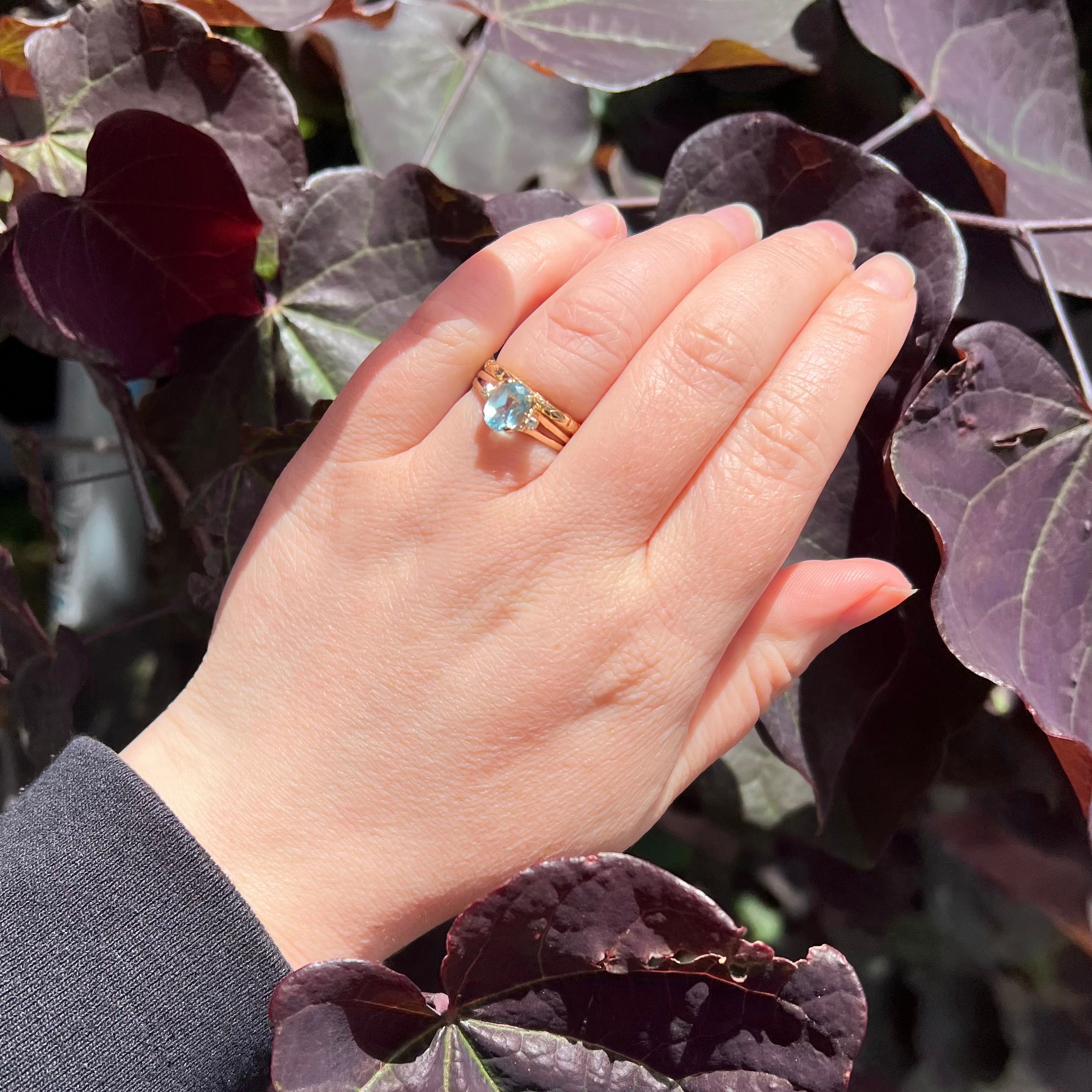 Vintage Aquamarine and Diamond 14k Gold Ring