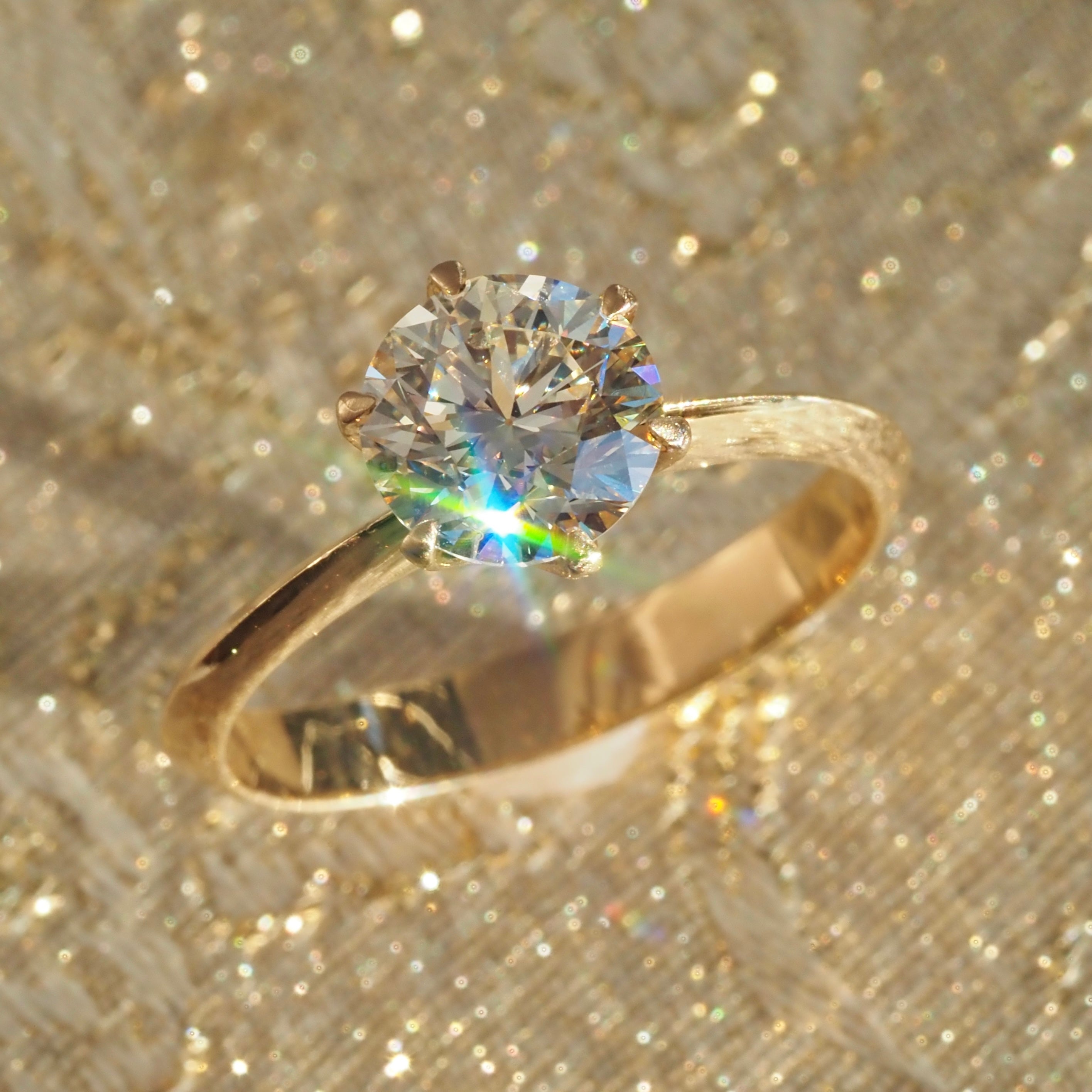 Vintage French 1.43ct Old European Cut Diamond 18k Gold Engagement Ring