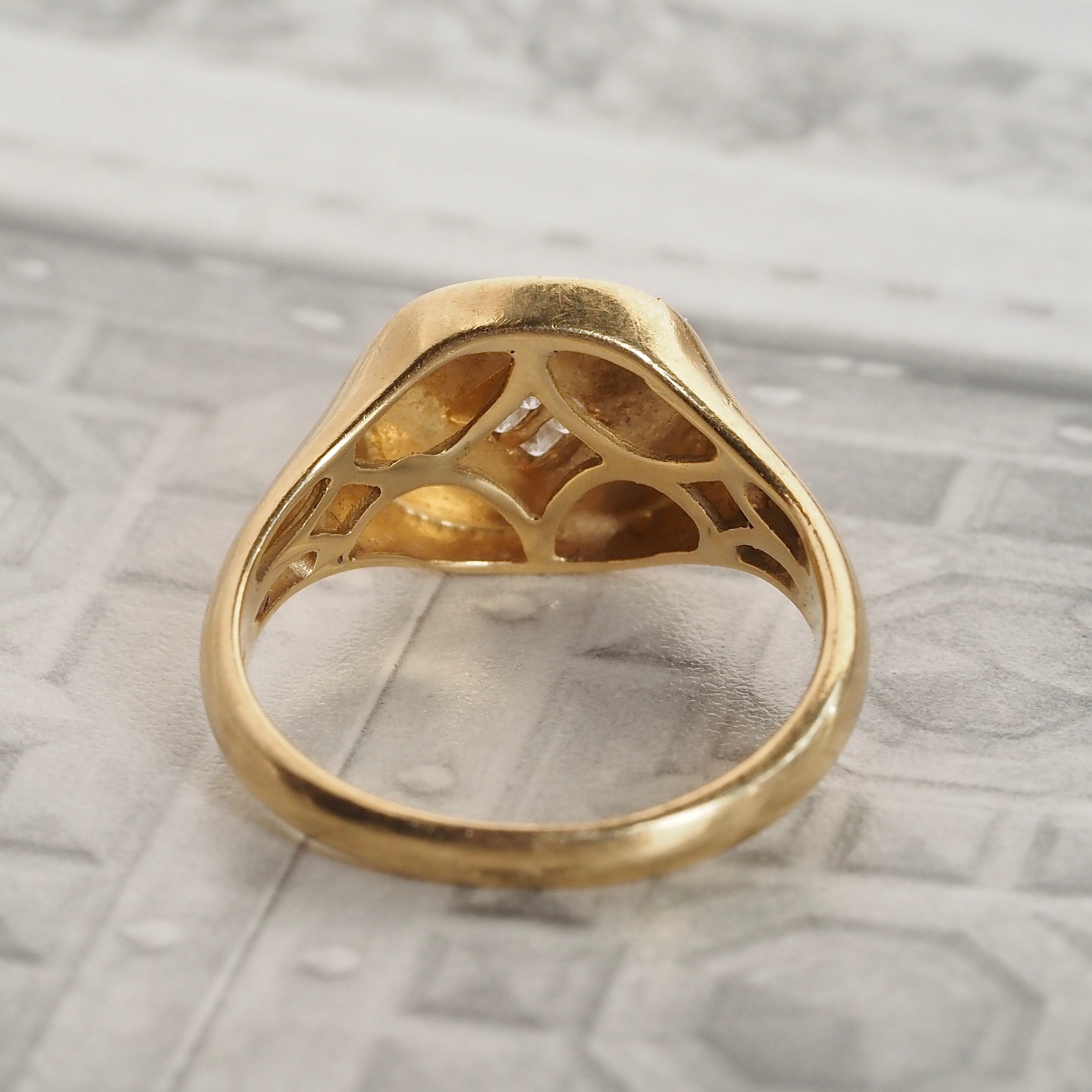 18k Gold Diamond Squared Signet Ring