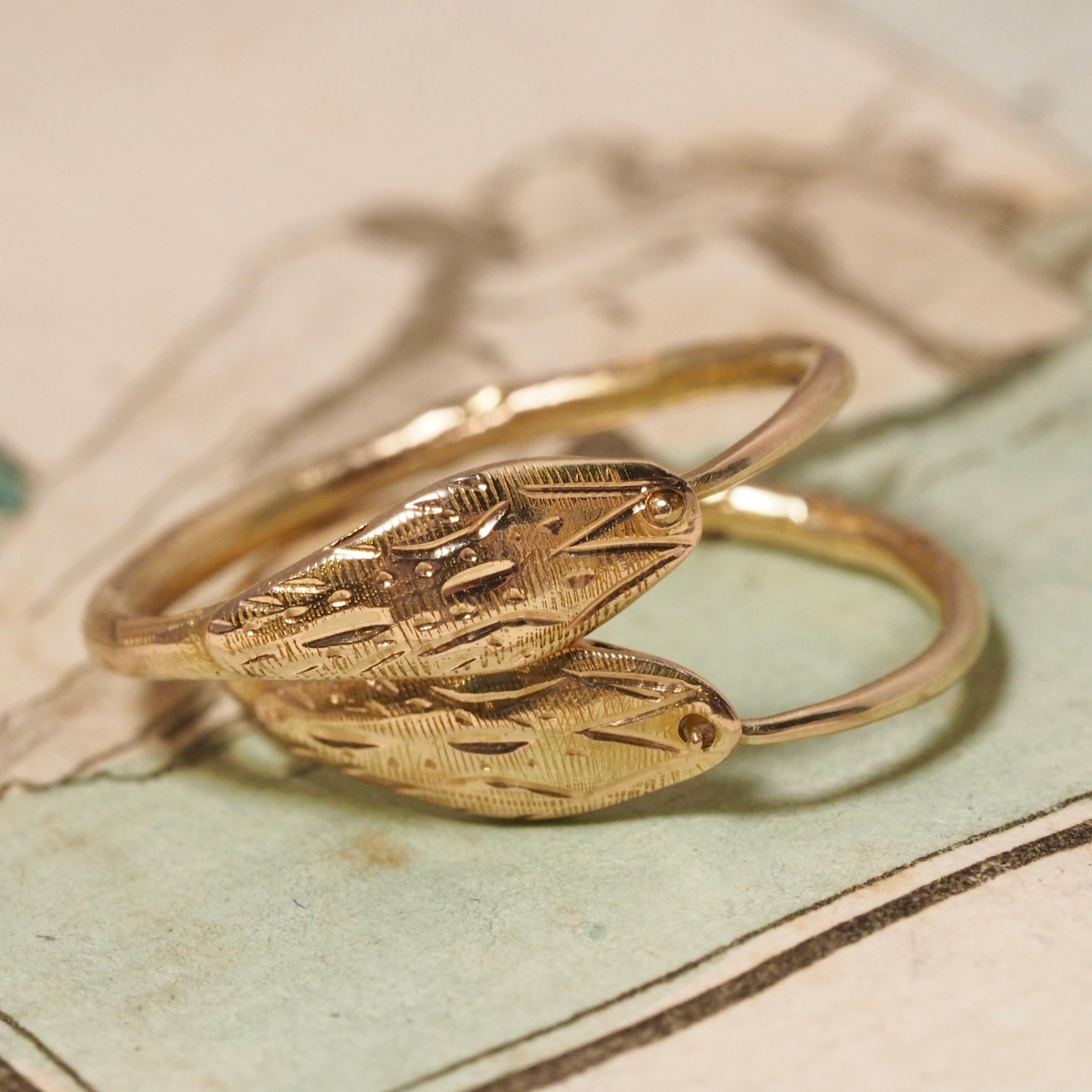 Vintage 14k Gold Ouroboros Hoops