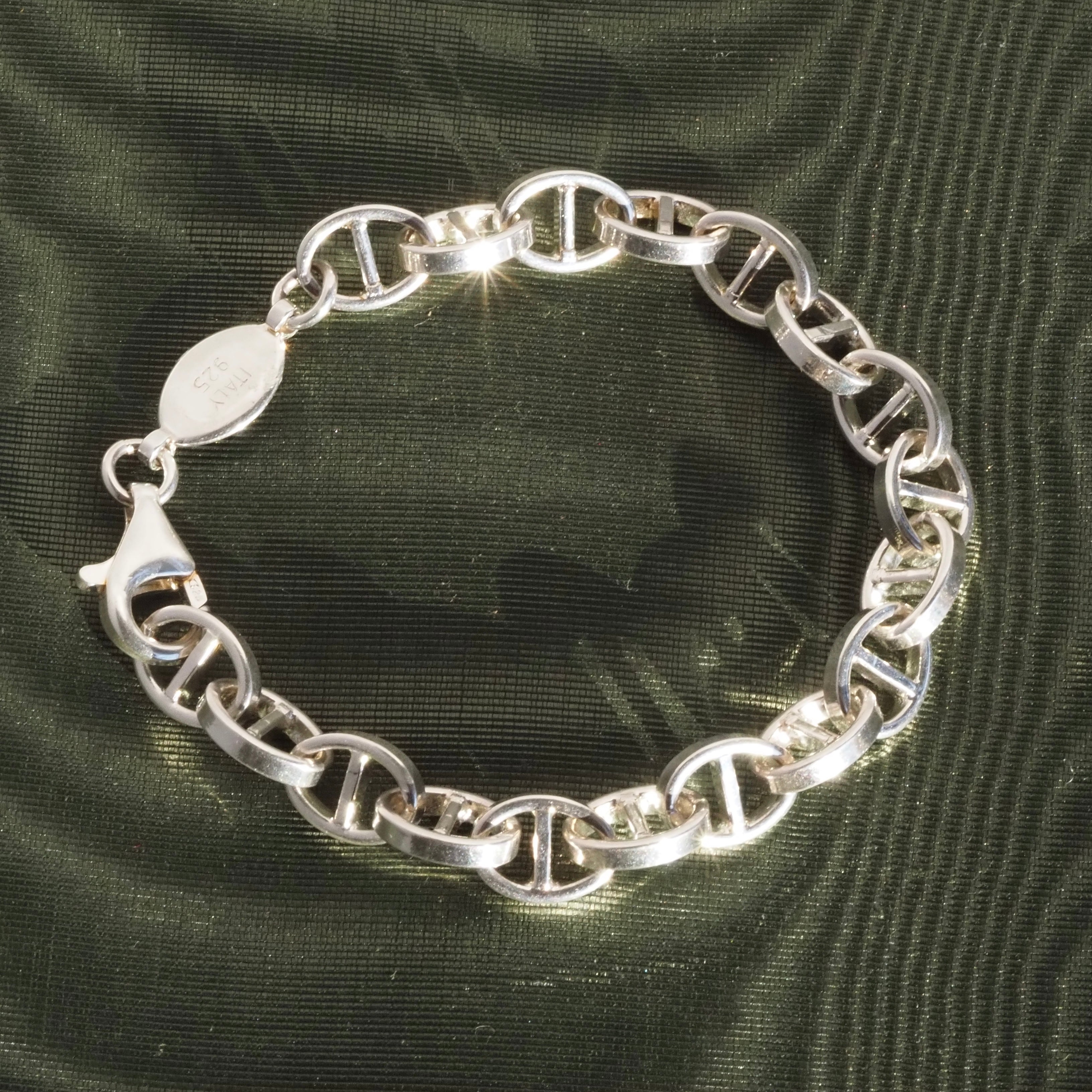 Vintage Italian Sterling Silver Mariner Link Chain Bracelet
