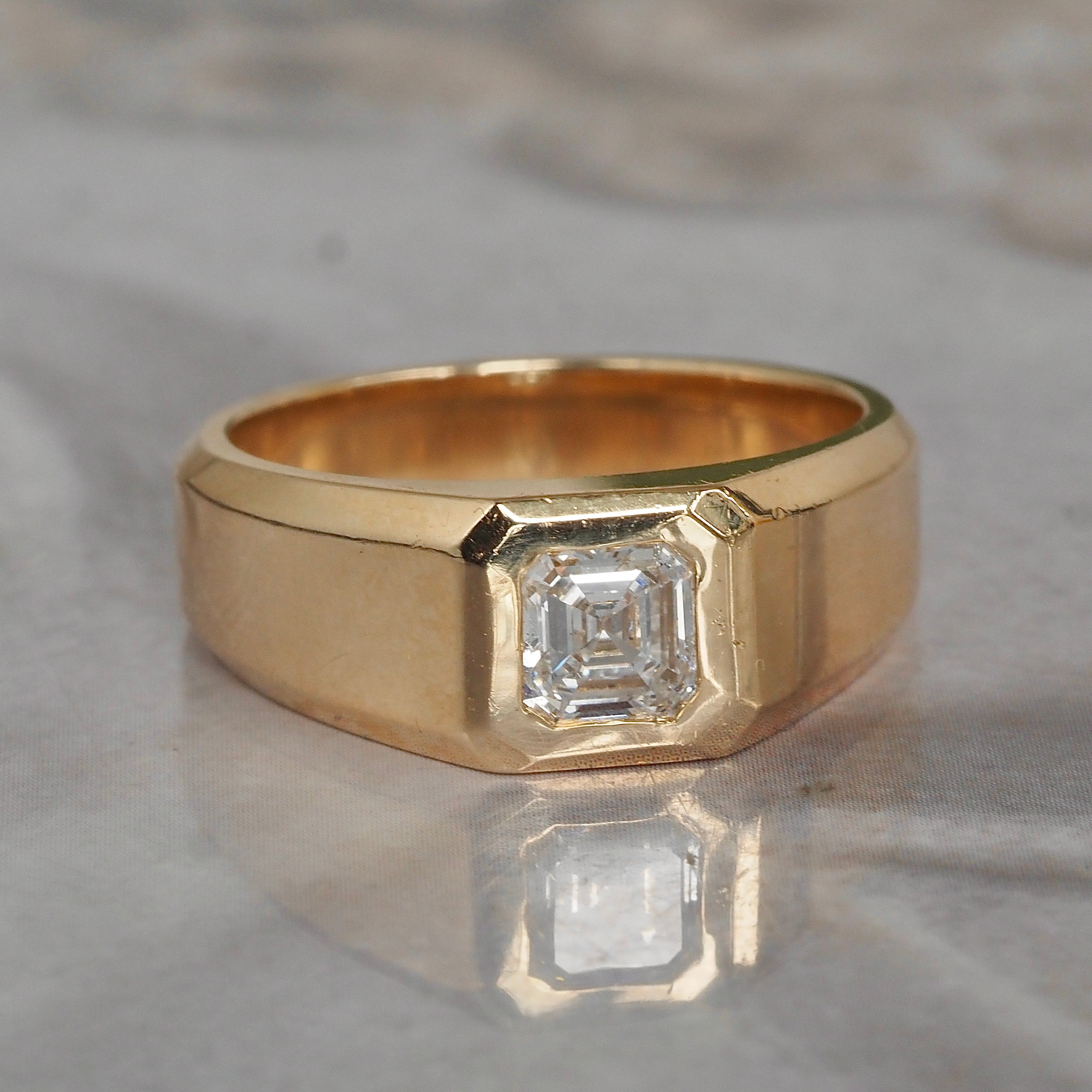 ON HOLD Asscher Cut Diamond 14k Gold Engagement Ring