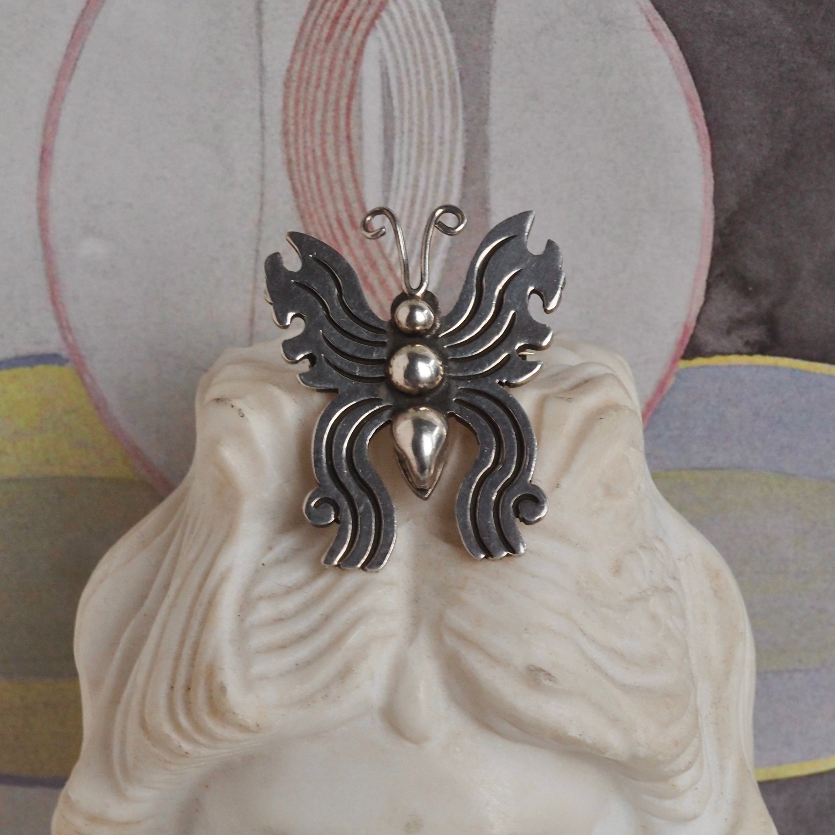 Vintage Mexican Taxco Sterling Silver Butterfly Pin