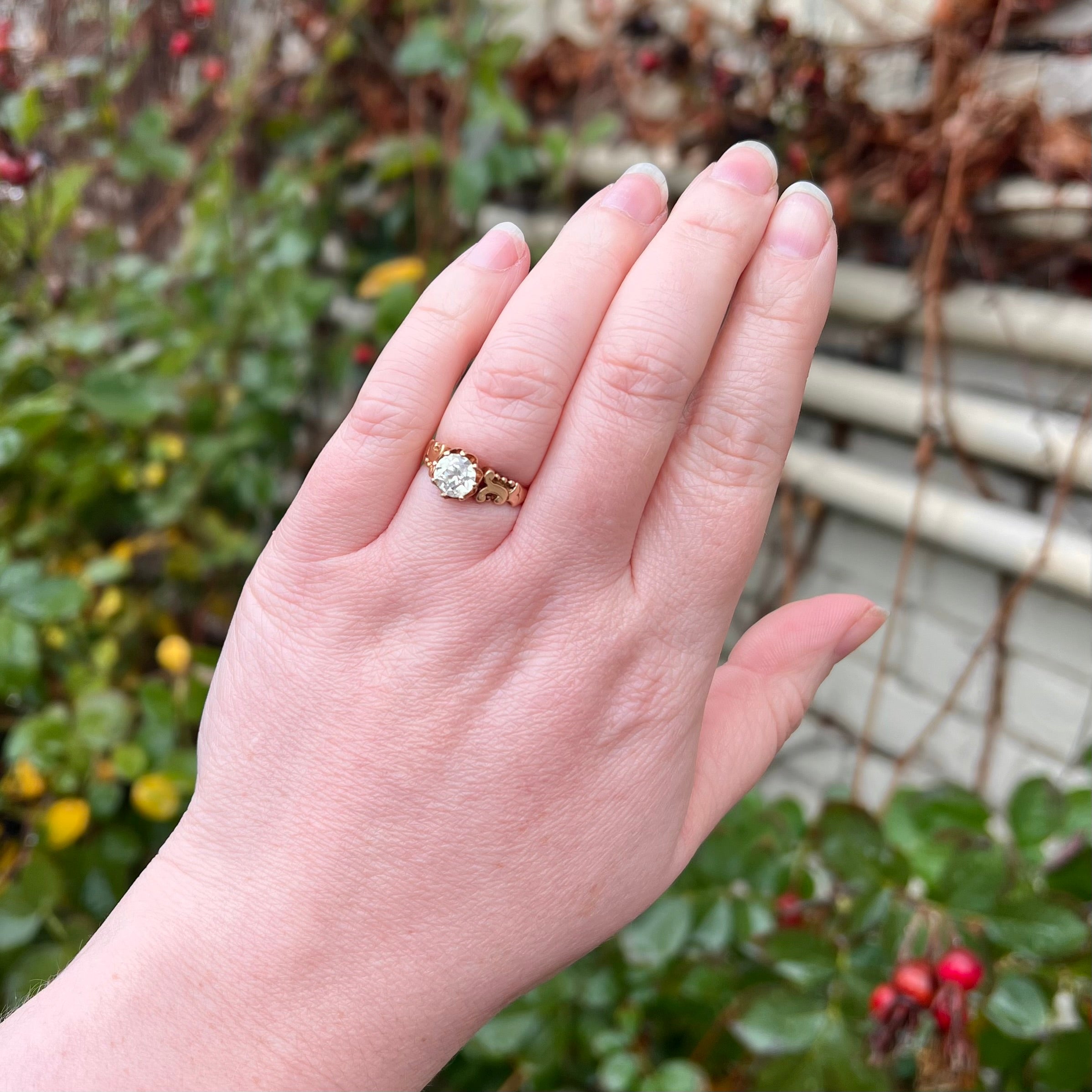 Antique Victorian 1.23ct Old European Cut Diamond 14k Gold Engagement Ring