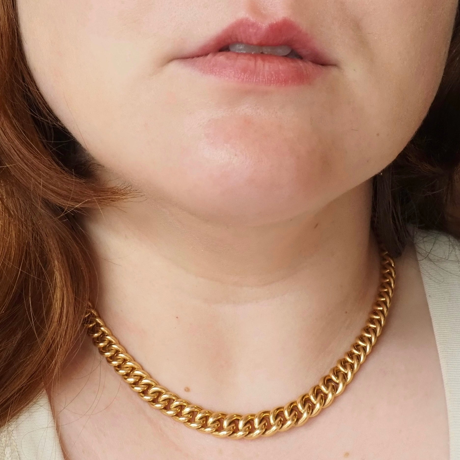 Vintage Spanish 18k Gold Reversible Graduated Curb Chain Necklace