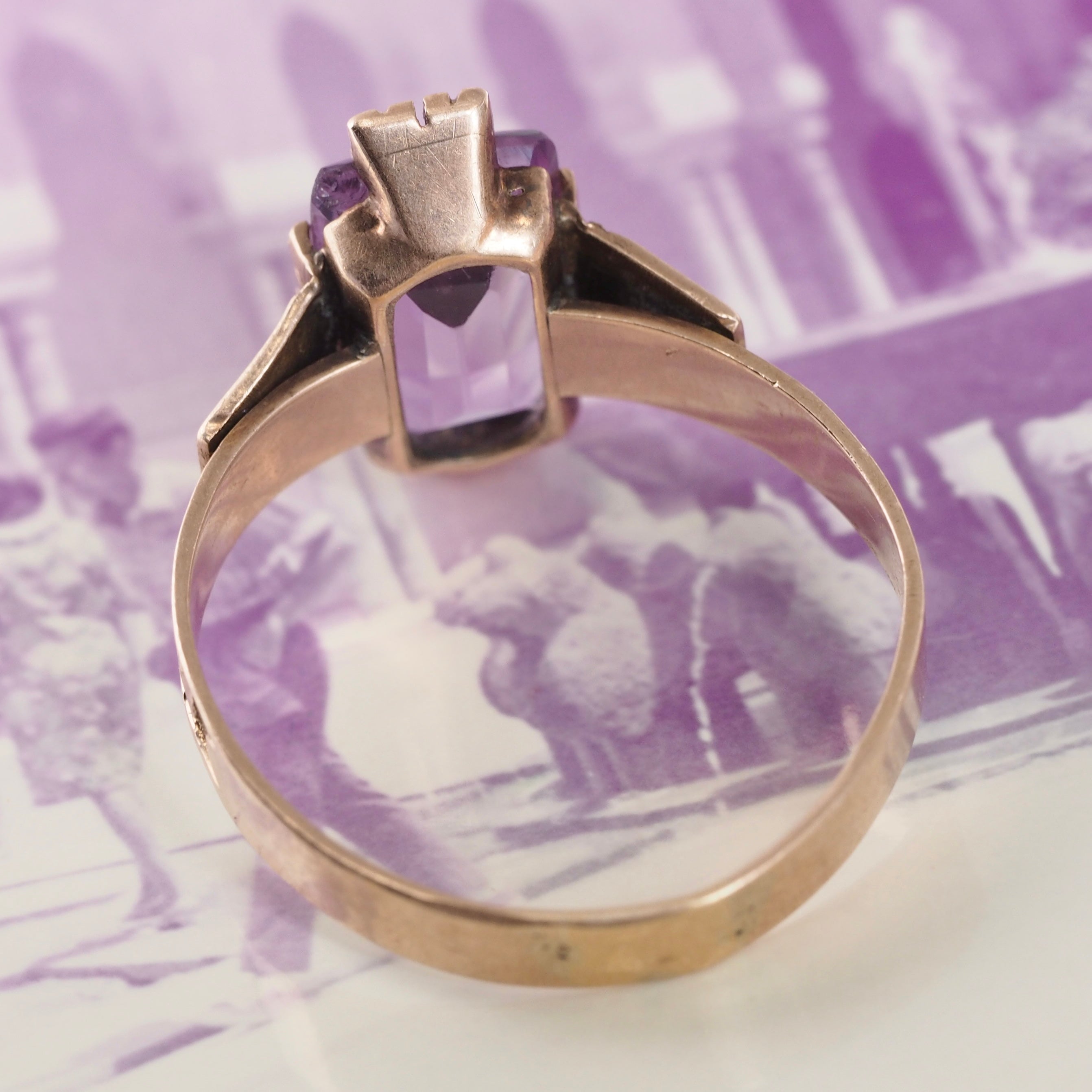 Antique Victorian 14k Gold Amethyst and Seed Pearl Ring