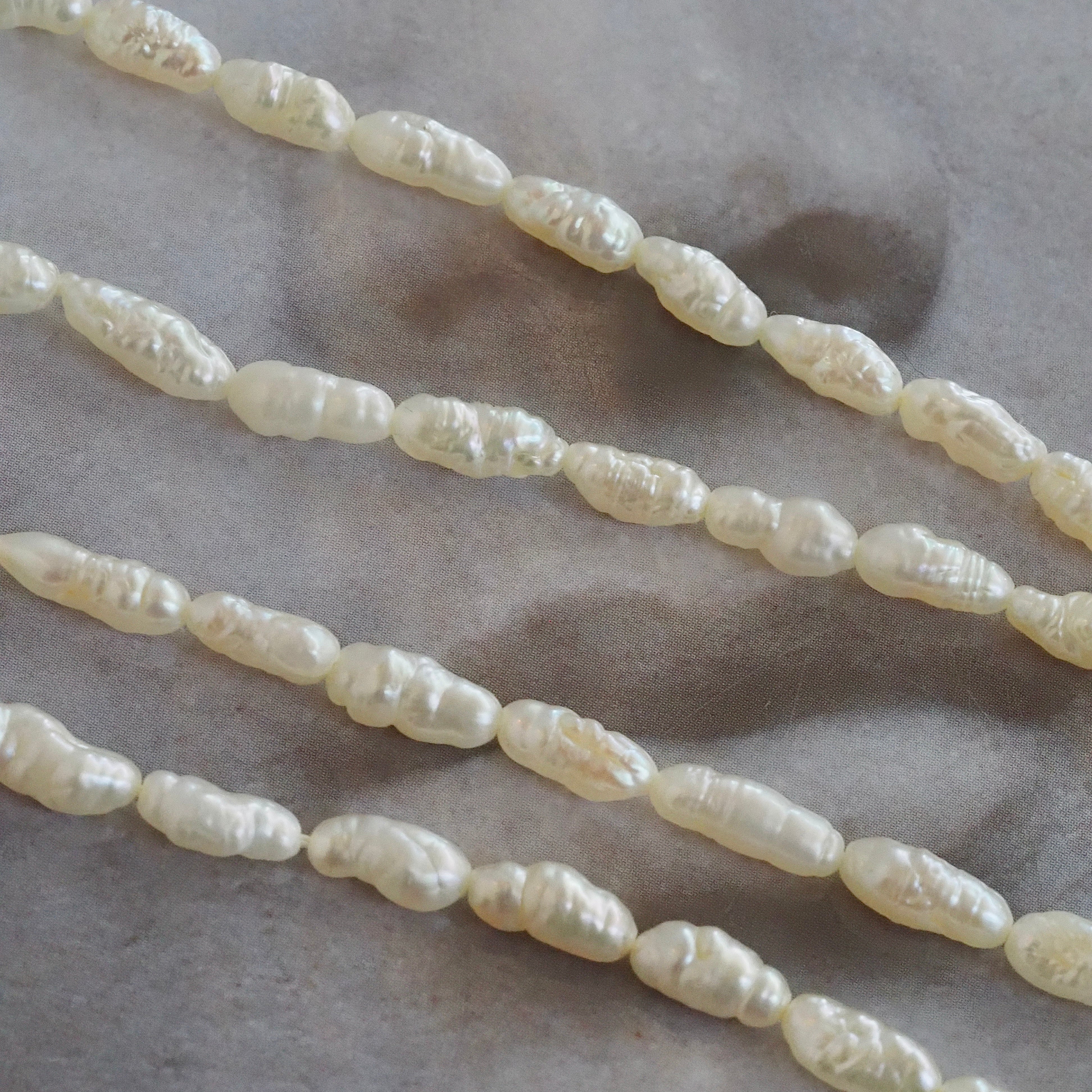 Rice Pearl Necklace With 14k Gold Clasp