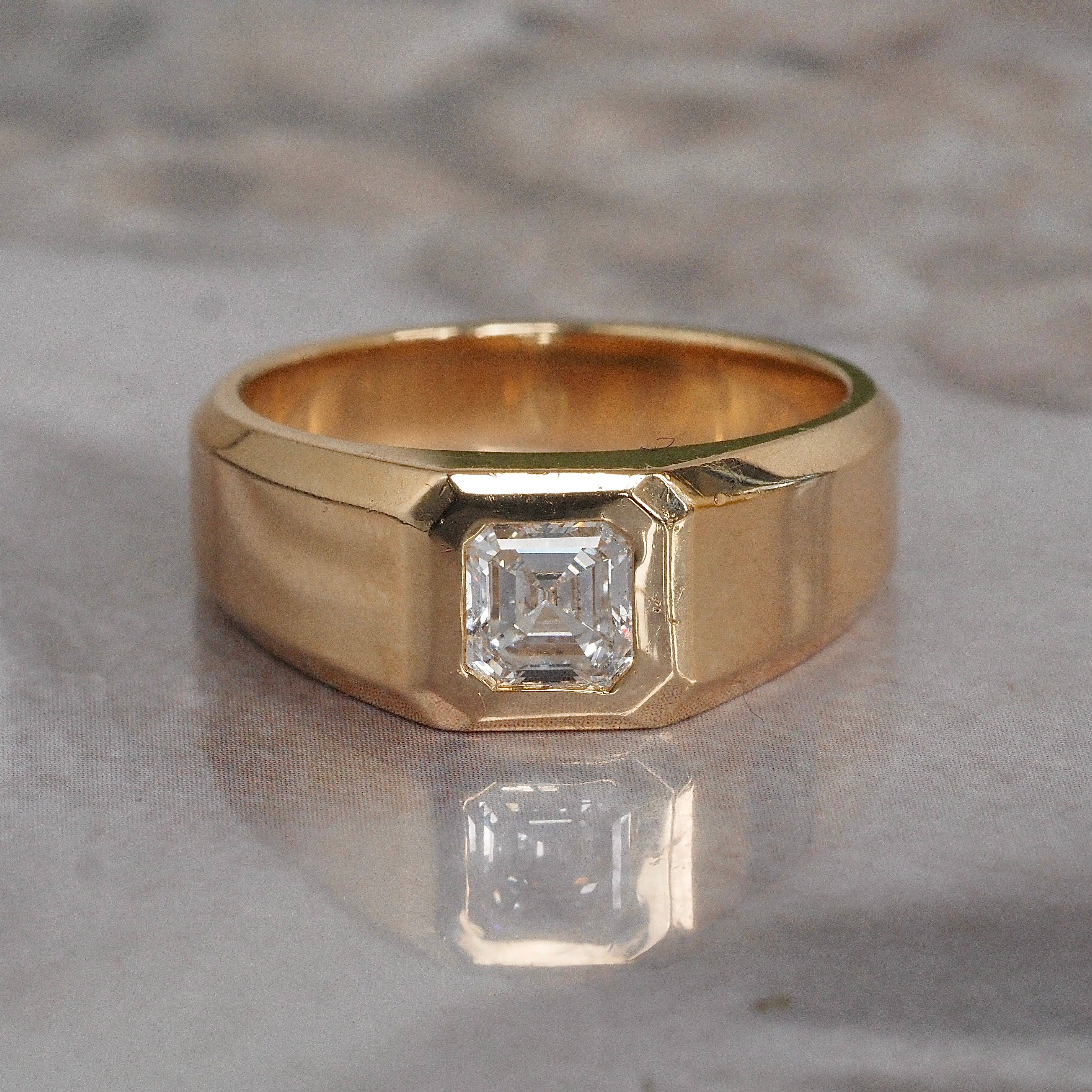 ON HOLD Asscher Cut Diamond 14k Gold Engagement Ring
