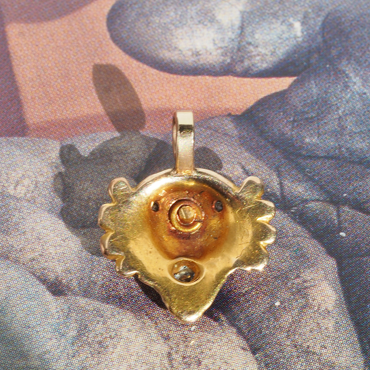 Antique Victorian Lion with Old Mine Cut Diamonds 14k Gold Pendant