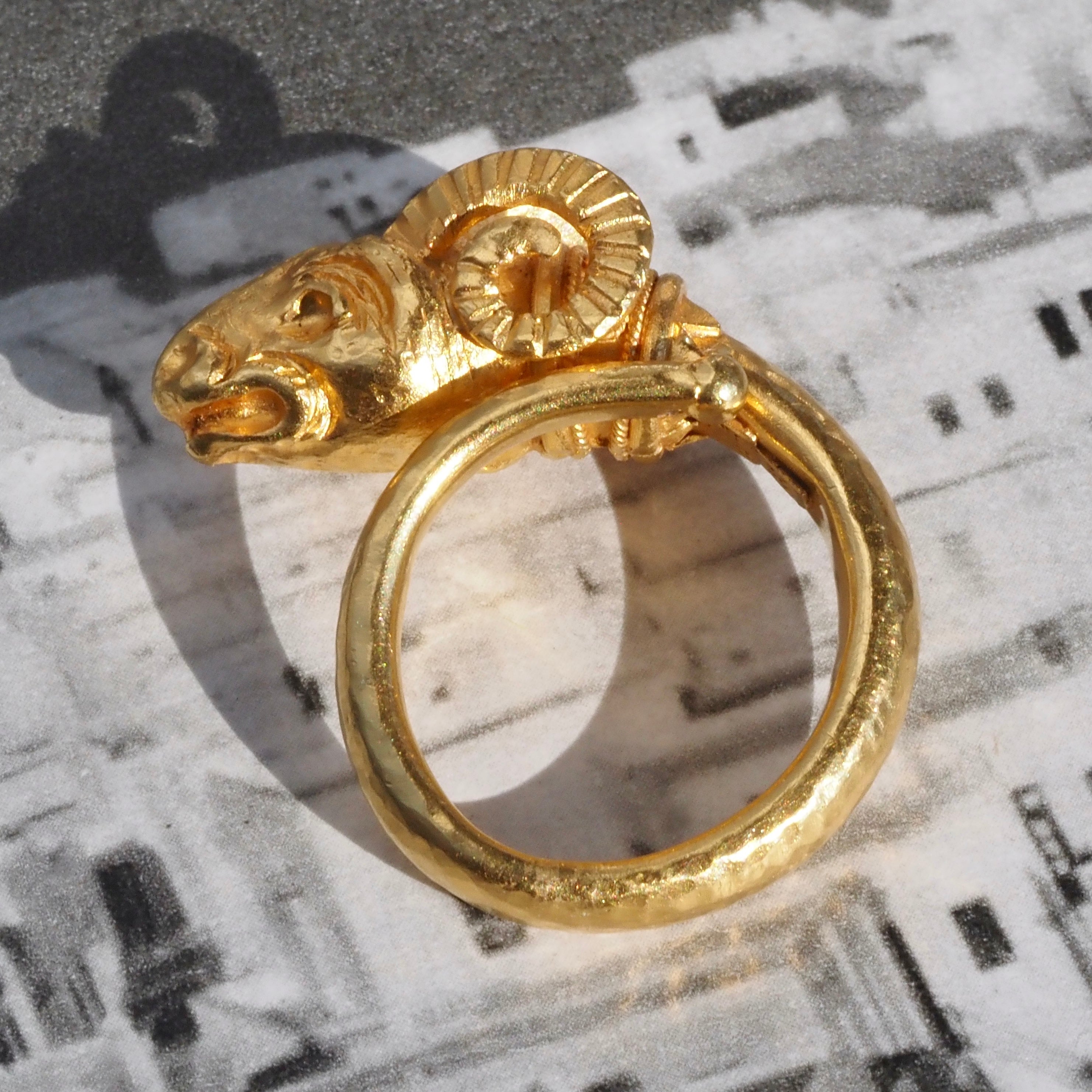 Vintage Greek Ram 22k Gold Ring