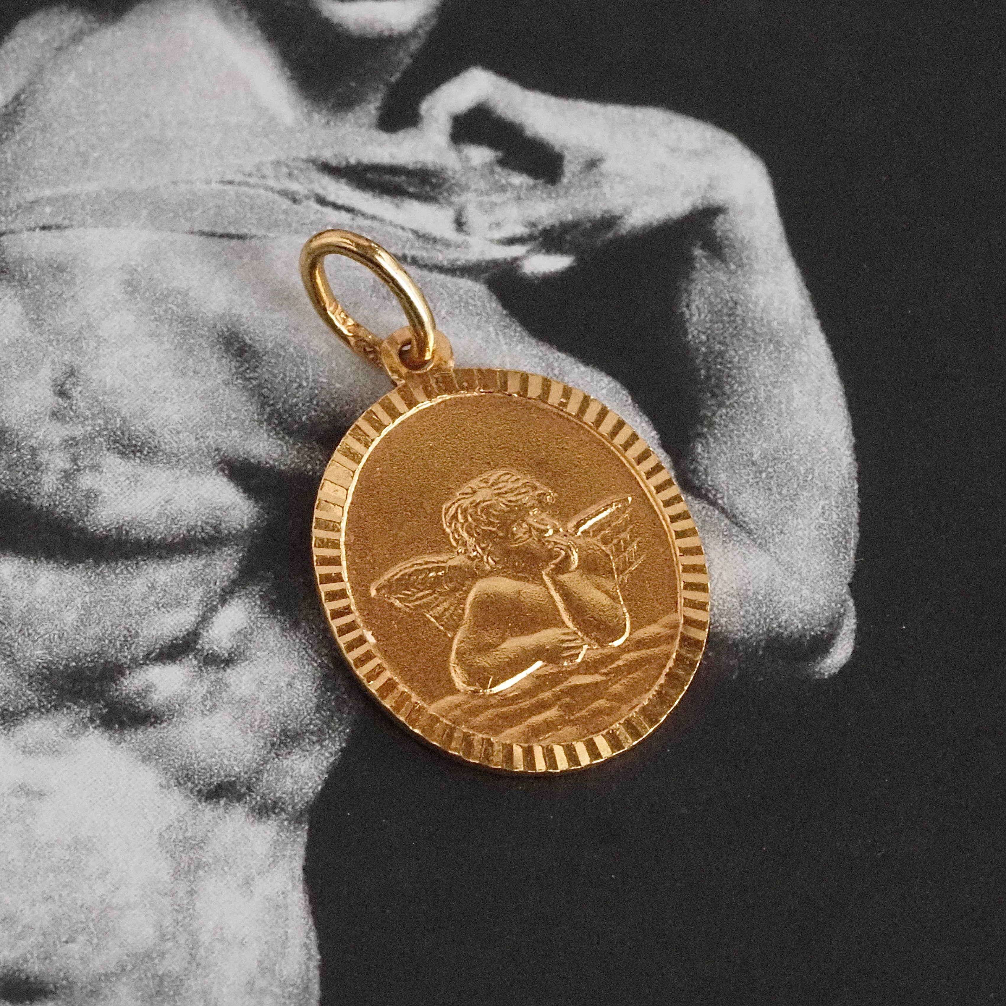 Vintage Guardian Angel 18k Gold Charm