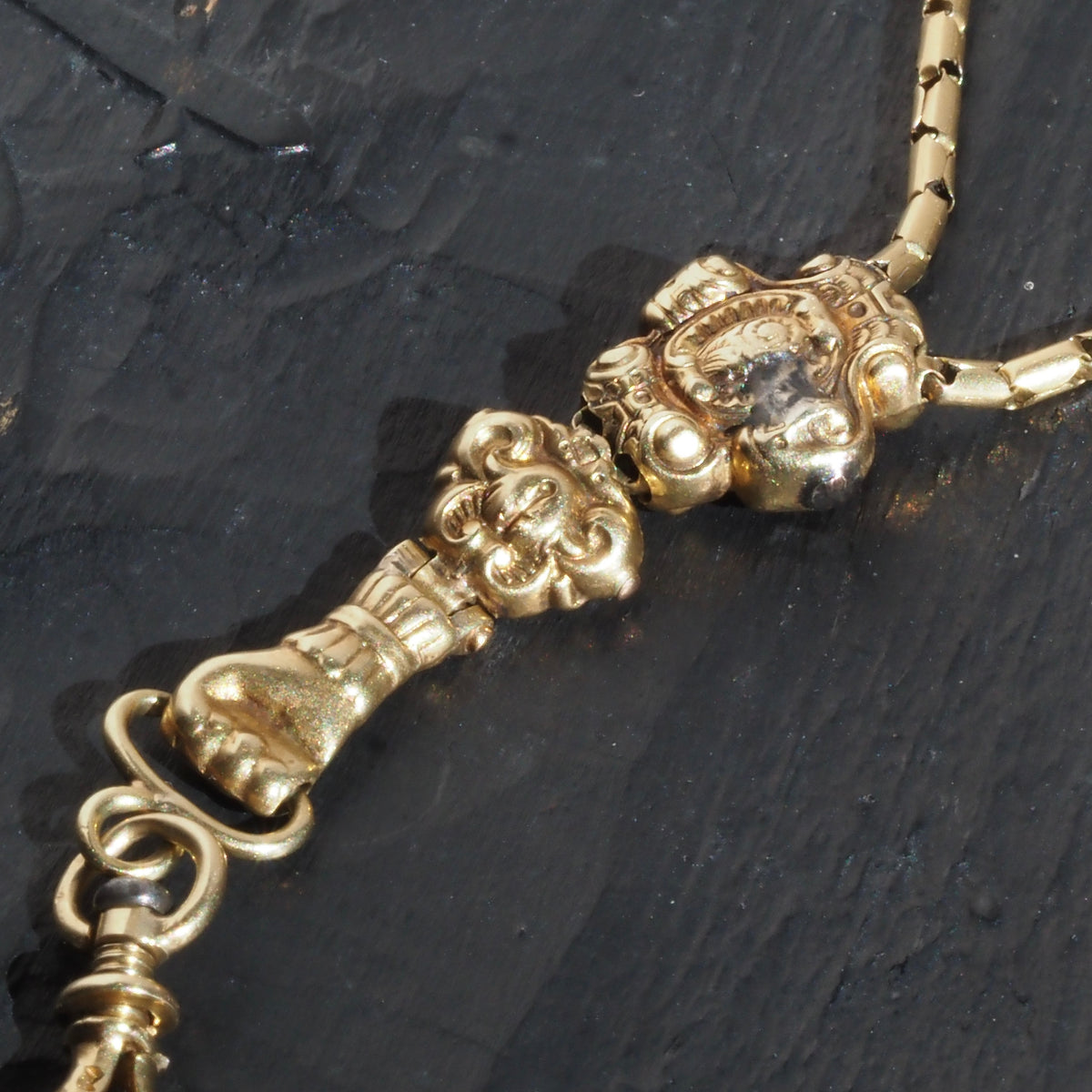 Antique c. 1837-1847 French 18k Gold Chain with Hand Swivel Clip and Slider Necklace