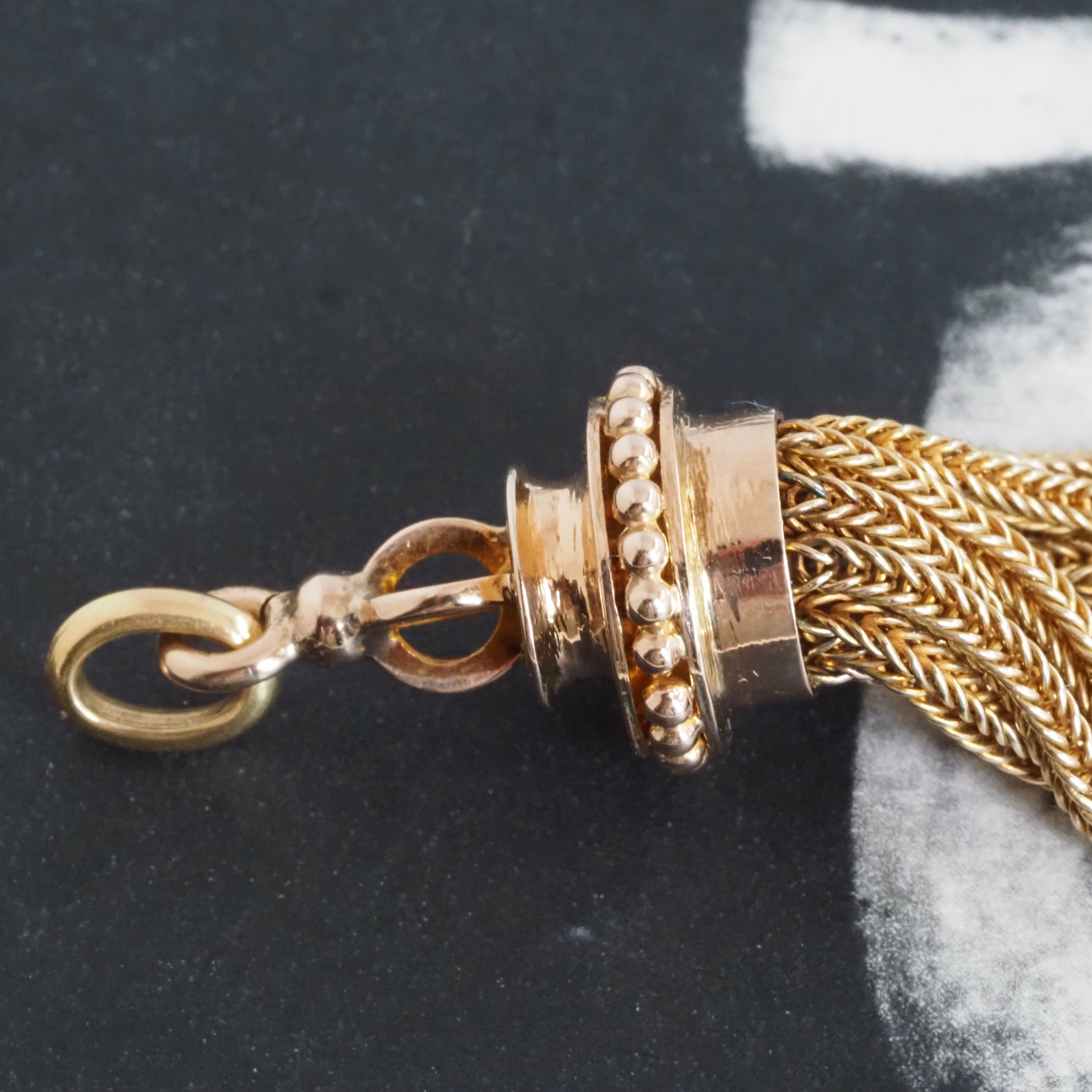 Vintage 14k Gold Tassel Pendant 18k Gold Bail