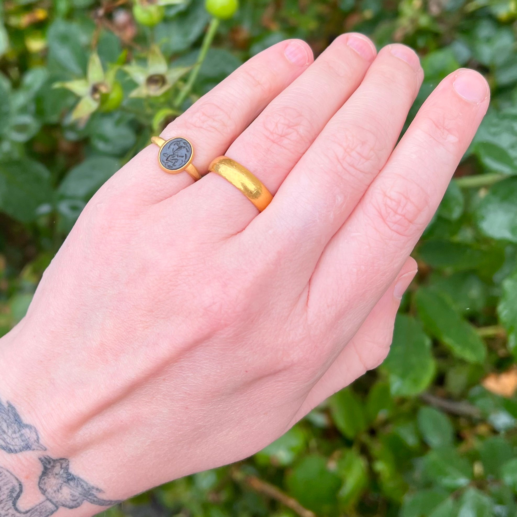 Matte 22k Gold Ceramic Intaglio Ring