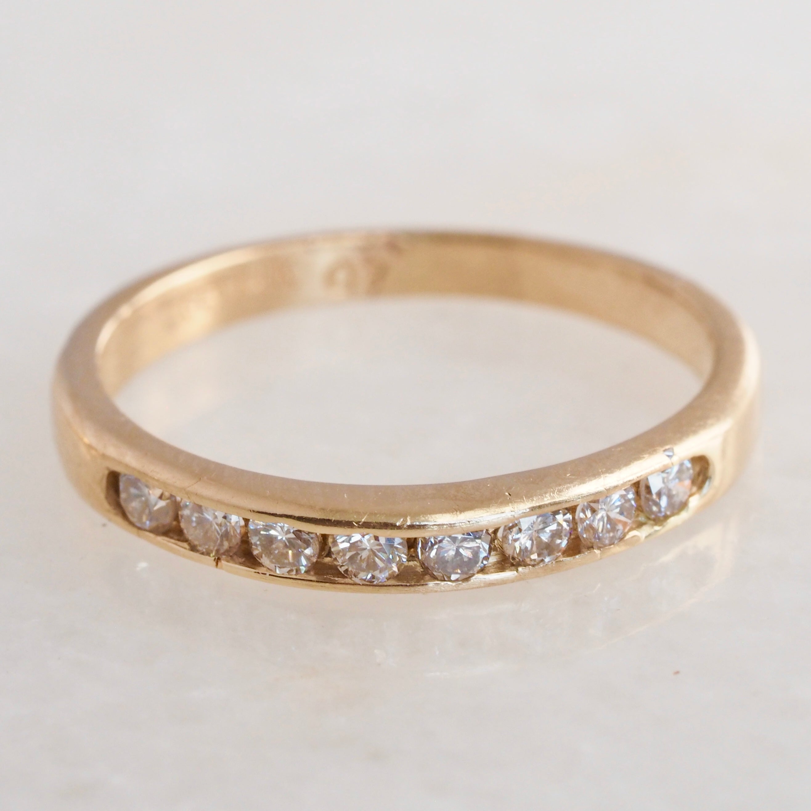 Vintage 14k Gold Round Brilliant Cut Diamond Ring Set