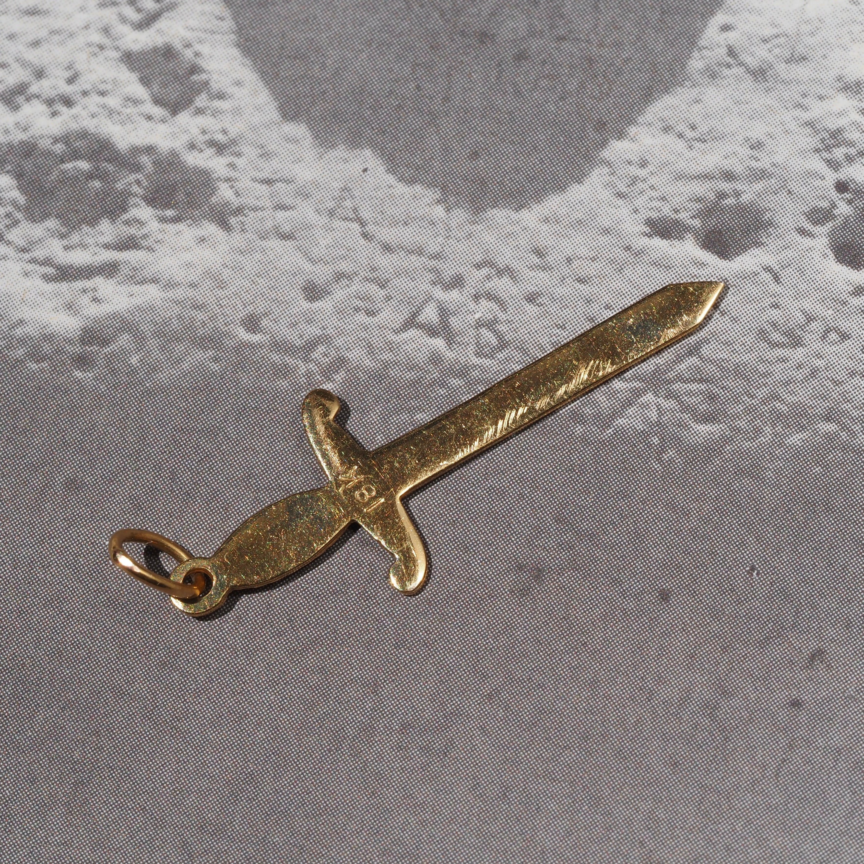 Vintage Sword 18k Gold Charm