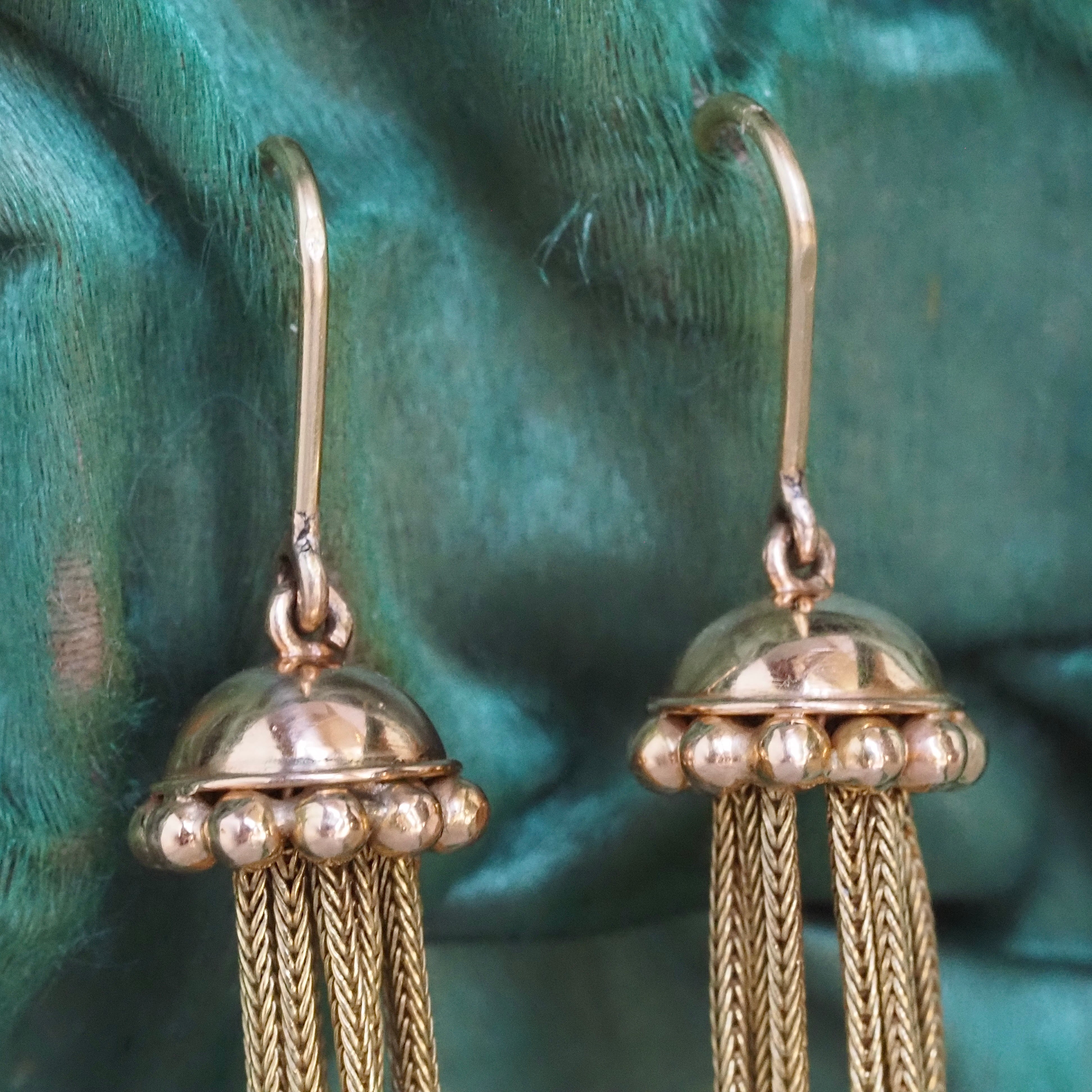 Vintage Victorian Style Tassel 18k Gold Earrings