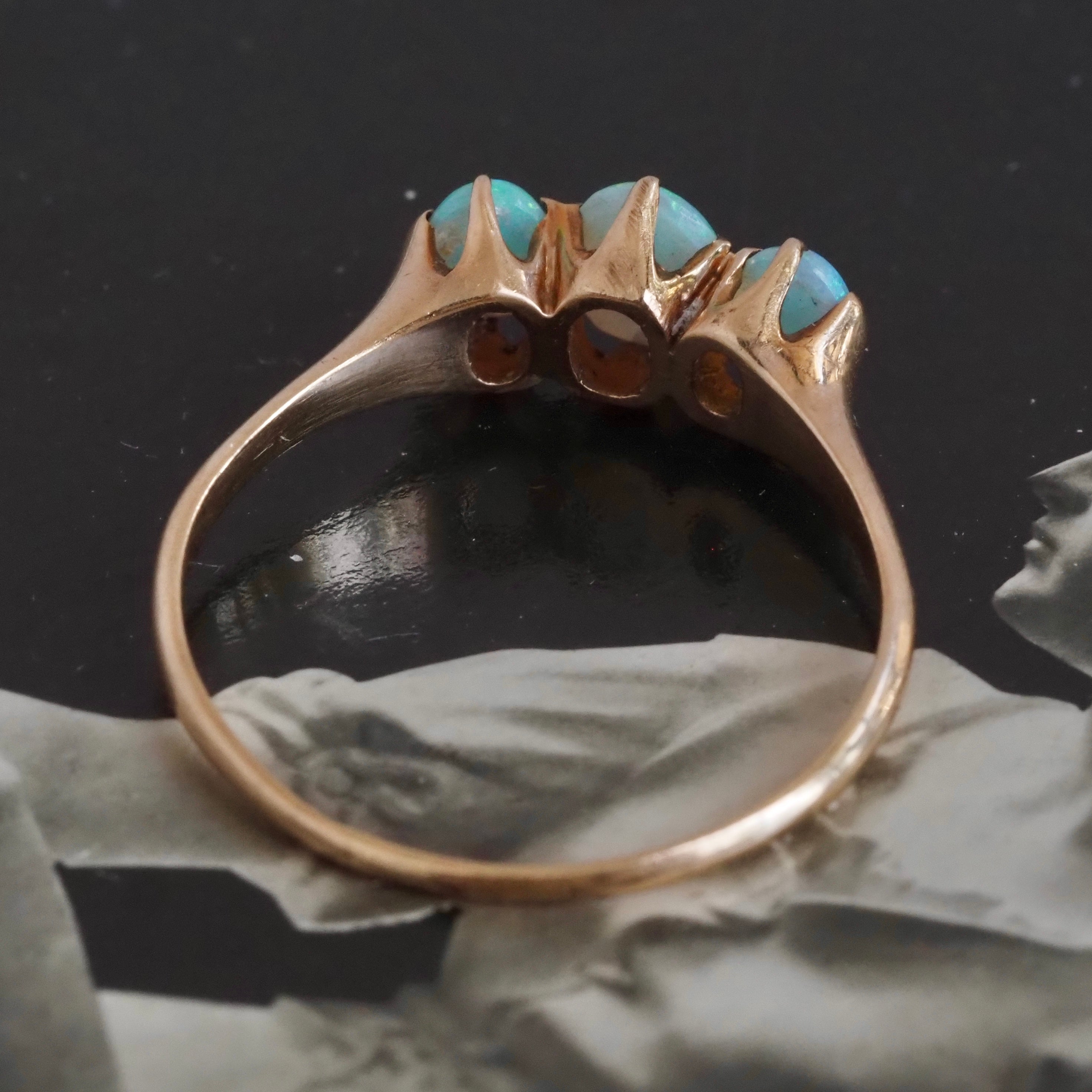 Antique Victorian Opal Trilogy 14k Gold Ring