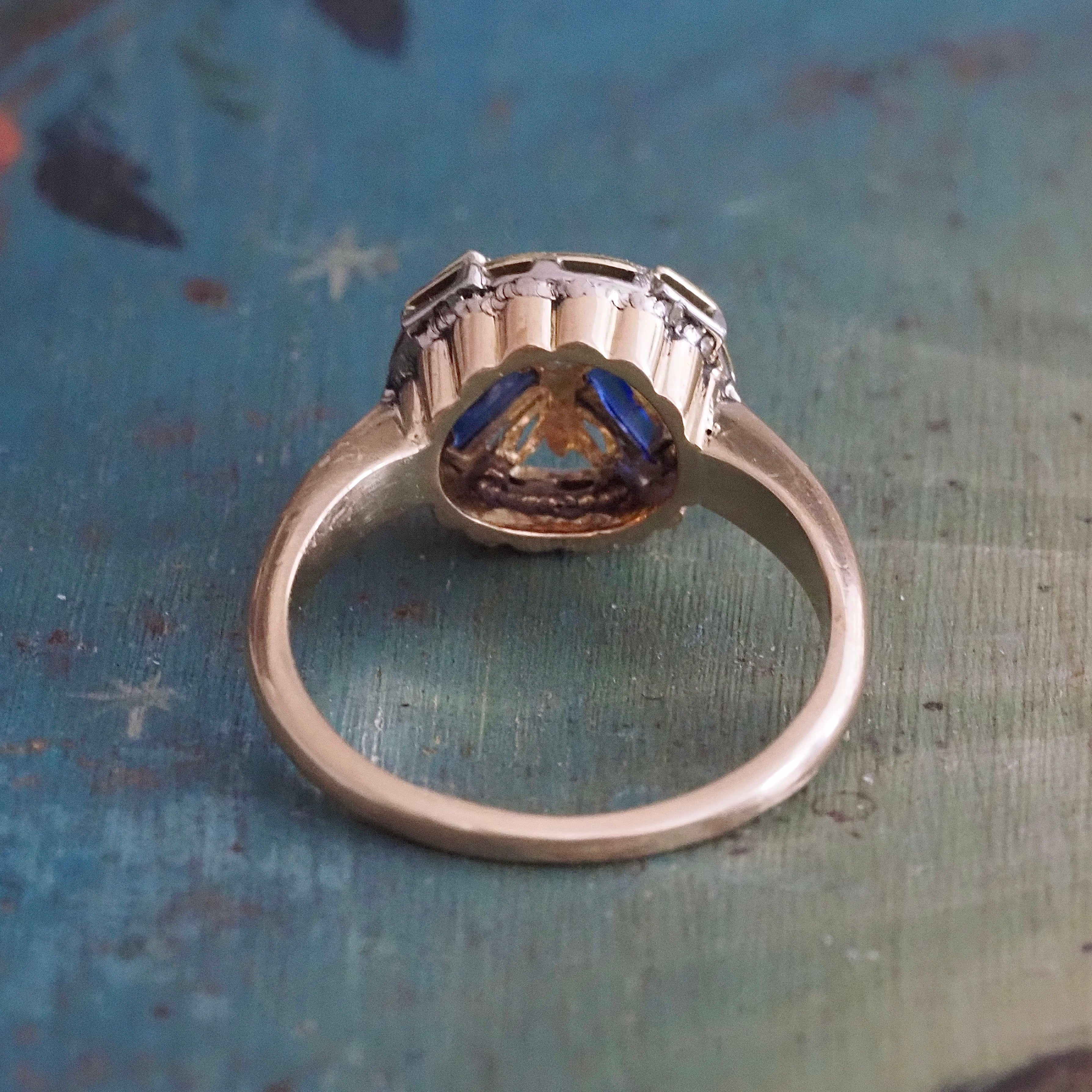 Art Deco Sapphire and Diamond 14k Gold Ring