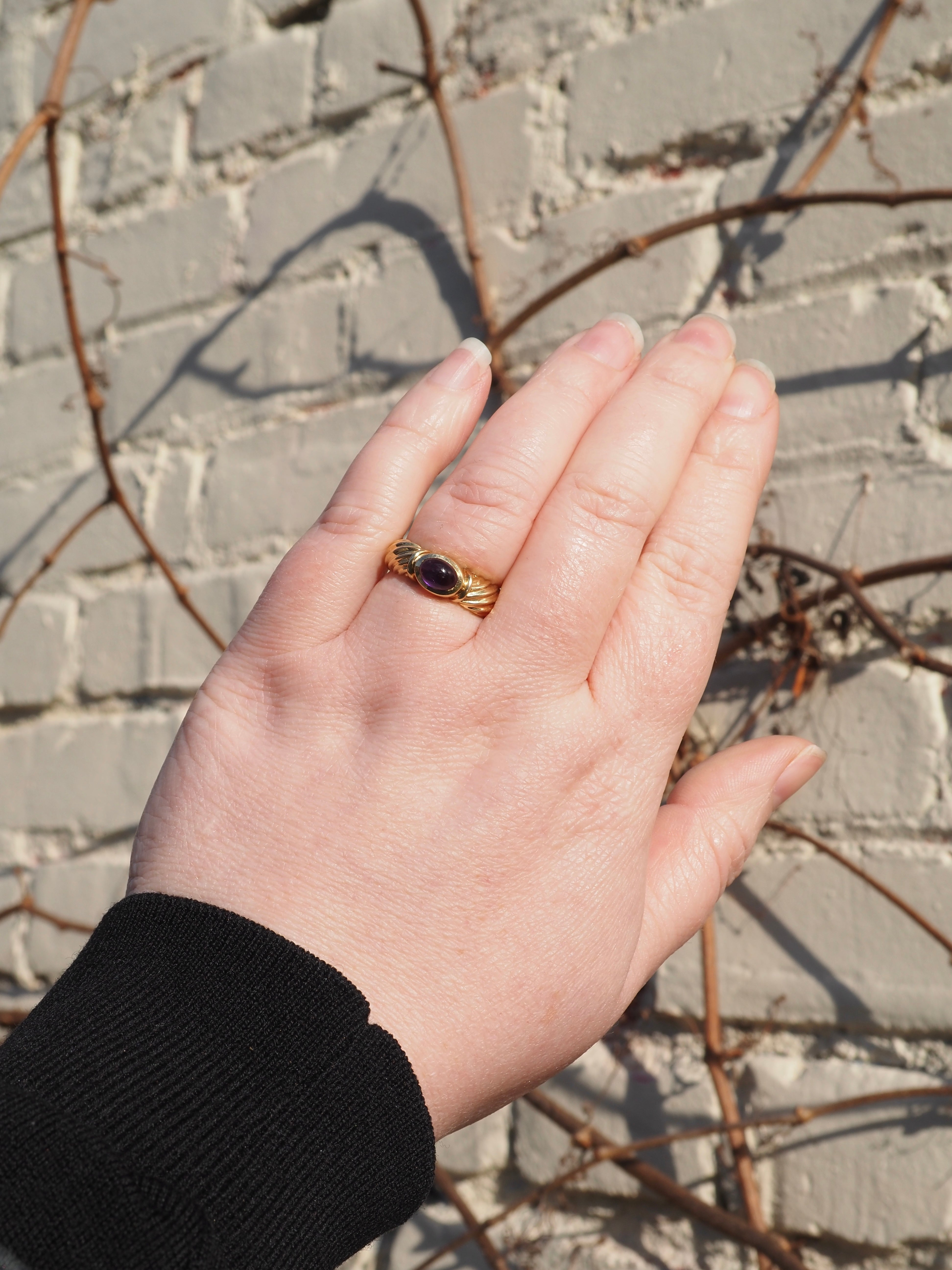Vintage Amethyst Cabochon 14k Gold Ring