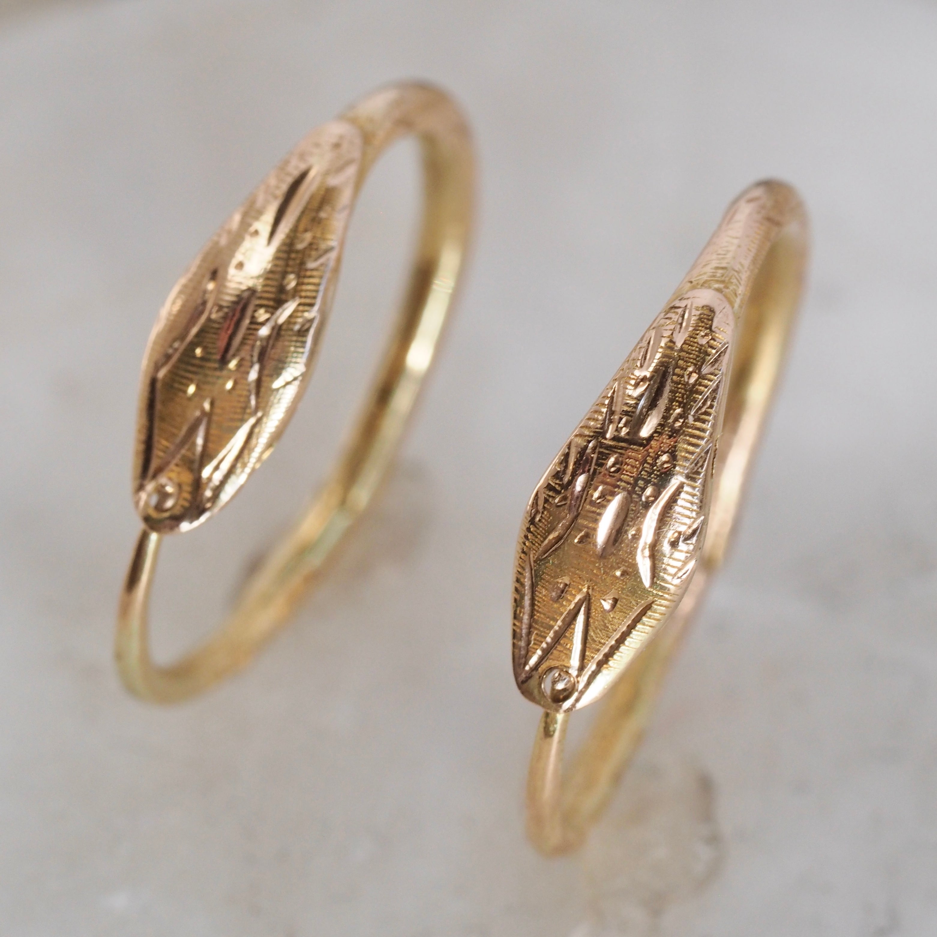 Vintage 14k Gold Ouroboros Hoops