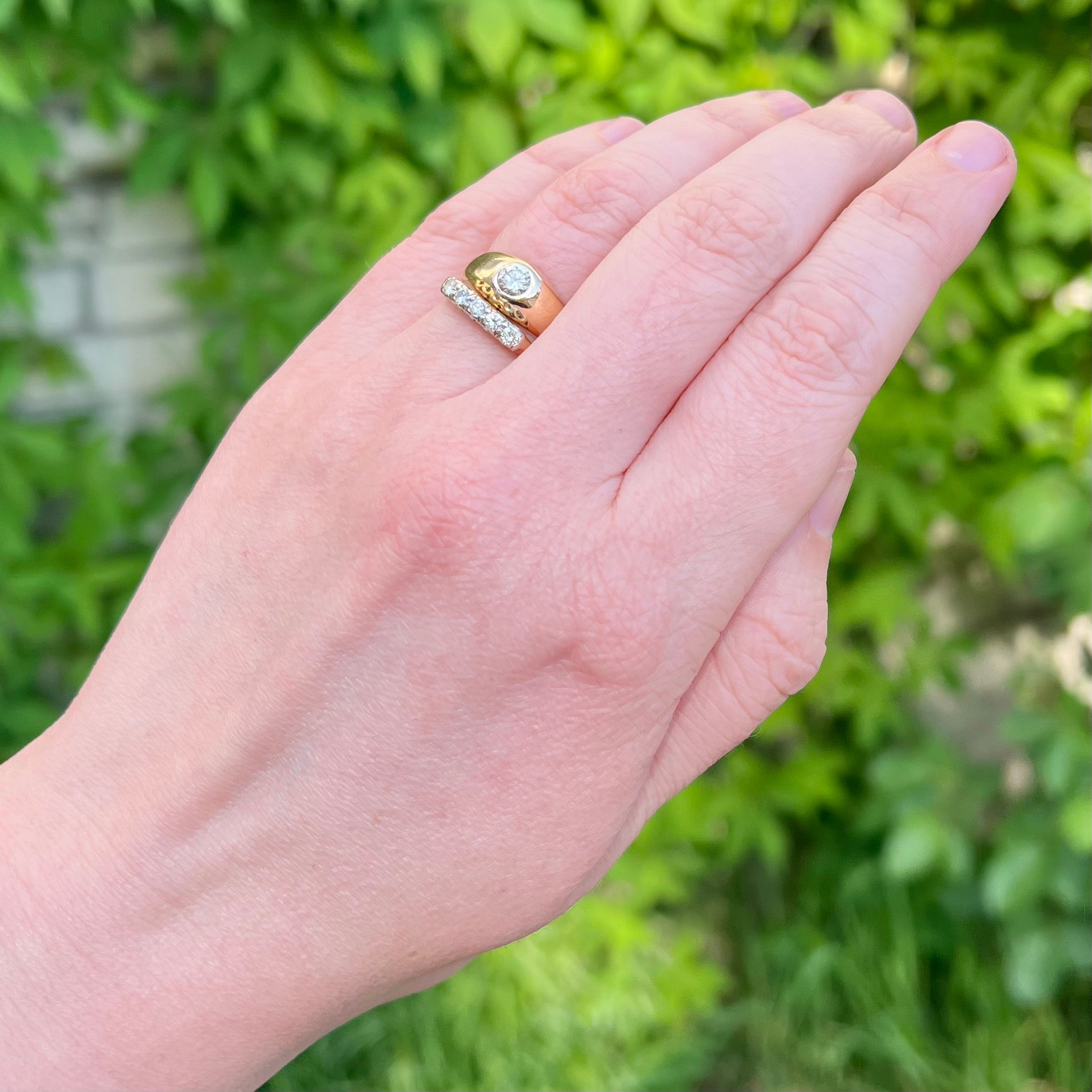 Vintage Flush Set Early Modern Brilliant Transitional Diamond 14k Gold Dome Engagement Ring